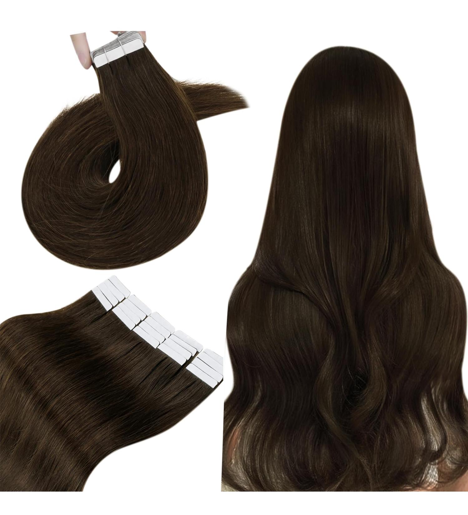 Hetto Real Hair Tape In Extensions - Dark Brown #4 50cm 50g | Remy Thick Hair Recovery Tapes - Buy Online on GoSupps.com