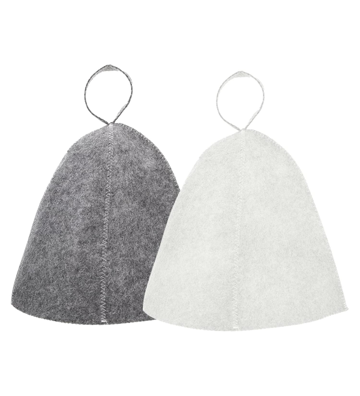 Premium Gray & White Sauna Cap for Men & Women - 2-Piece Felt Sauna Hat Set | Saunahut - Buy Online on GoSupps.com