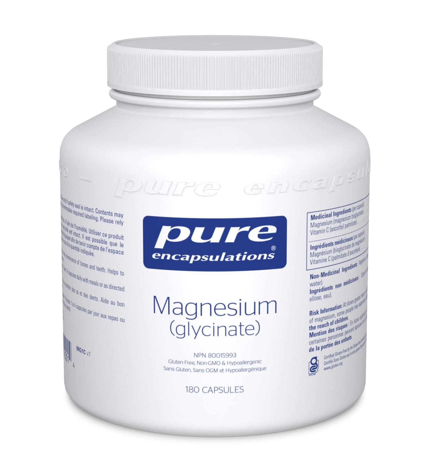 Pure Encapsulations Magnesium (Glycinate) - Supplement to Support Heart Health Nerves Muscles & Metabolism* - With Magnesium Glycinate - 180 Capsules - Buy Online on GoSupps.com