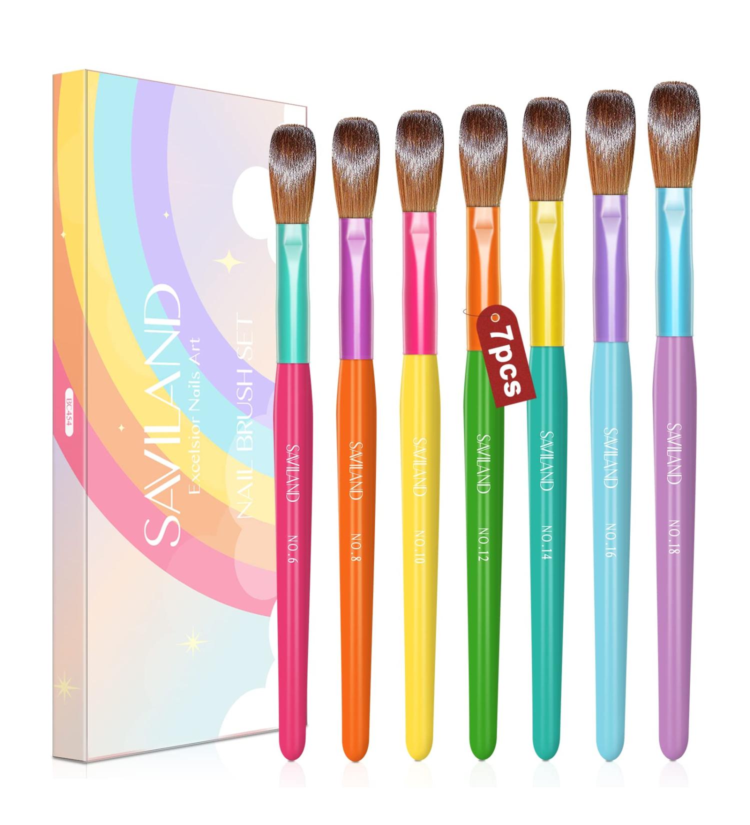 Saviland 7PCS Acrylic Nail Brush Set for Nail Art Powder Extension - Sizes 6/8/10/12/14/16/18 - Buy Online on GoSupps.com