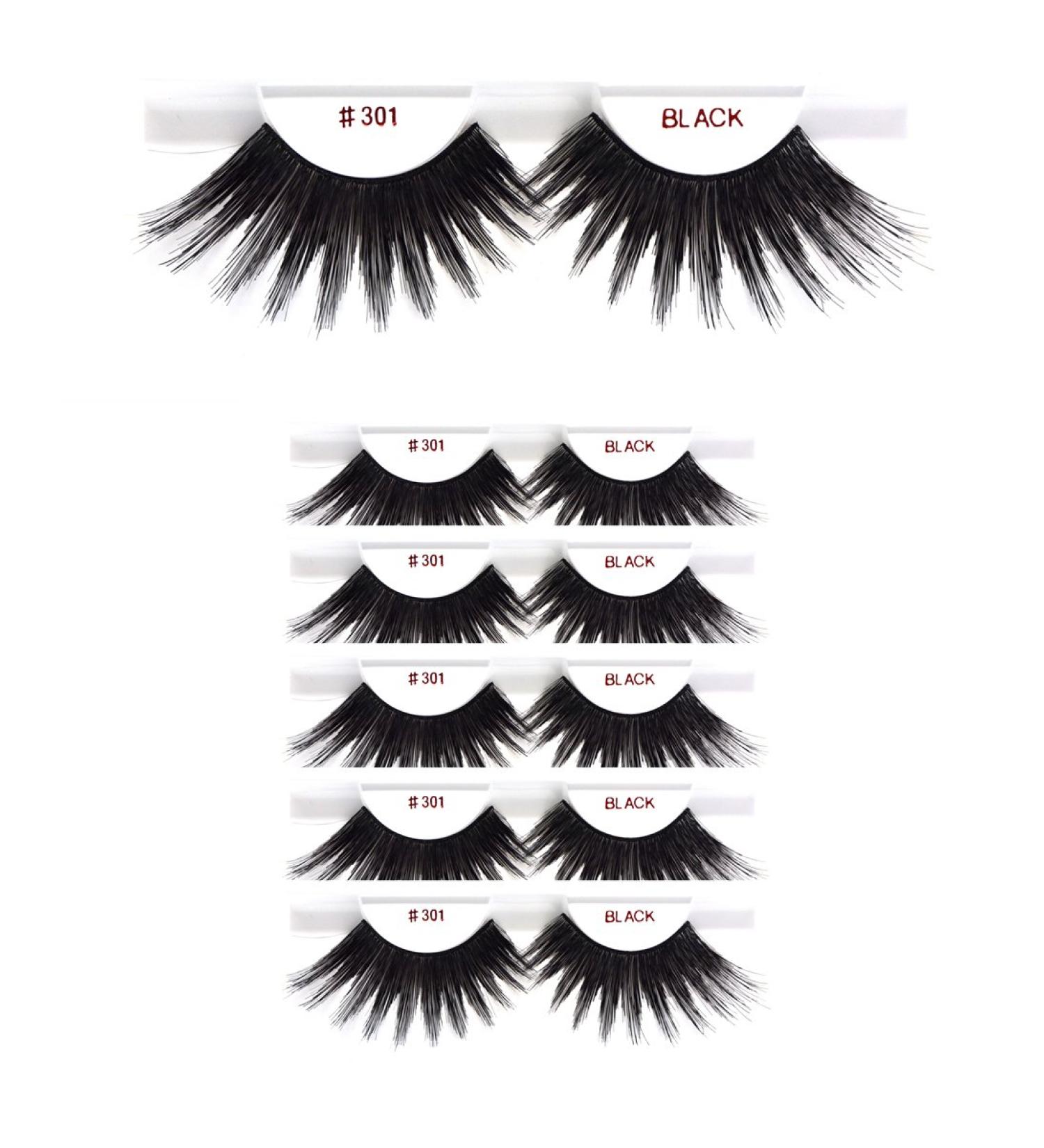 6packs Eyelashes - 301 Christina 100% Human Hair Fake Eyelashes