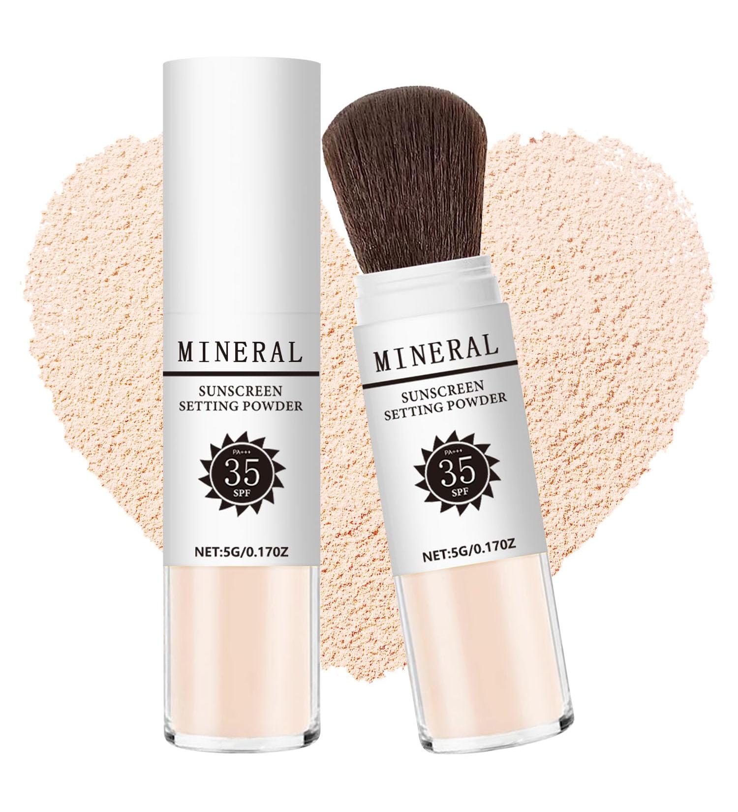 Buy Sunscreen Setting Powder SPF 35 - Mineral Brush Powder for Oil Control & Natural Matte Finish - Lightweight & Breathable - Perfect for All Skin Types - Buy Online on GoSupps.com