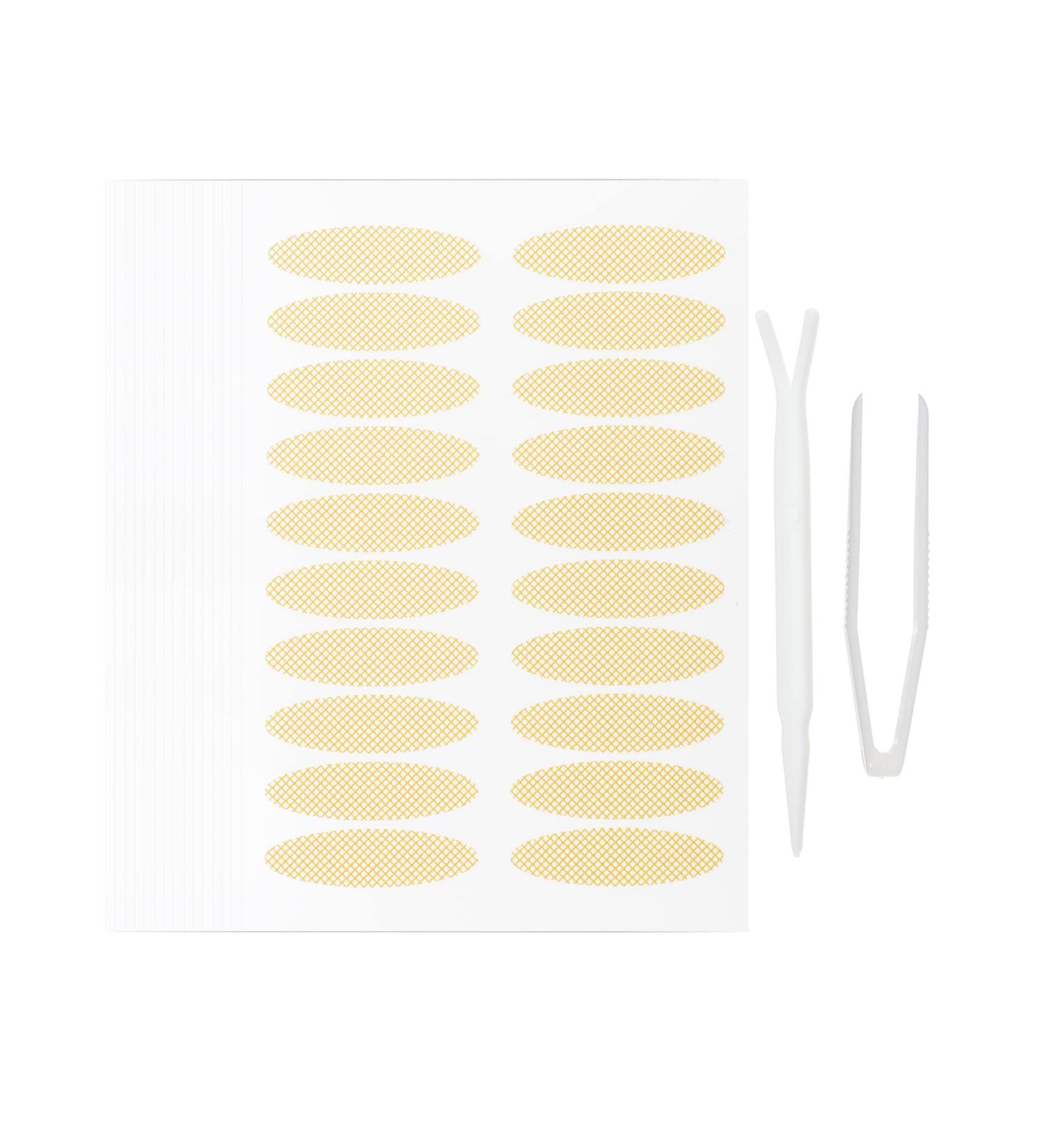 VOCOSTE Double Eyelid Stickers - 600 Pcs Invisible Eye Lift Tape with Tweezers & Fork | Perfect for Single Asymmetrical & Droopy Eyes - Beige - Buy Online on GoSupps.com