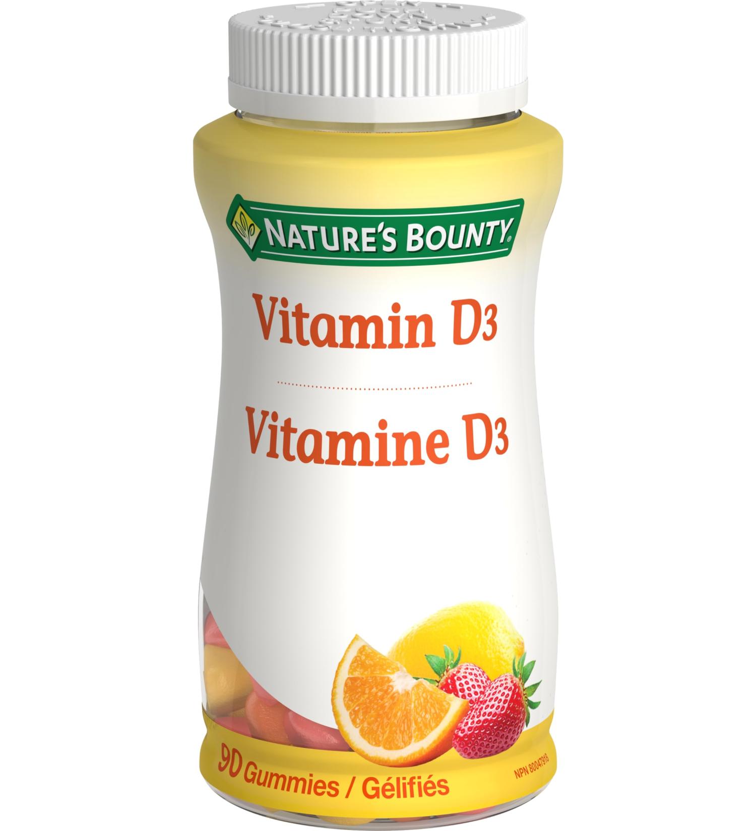 Nature's Bounty Vitamin D3 Mineral Supplement Helps Support Bone Health 90 Gummies Multi-colored - Buy Online on GoSupps.com