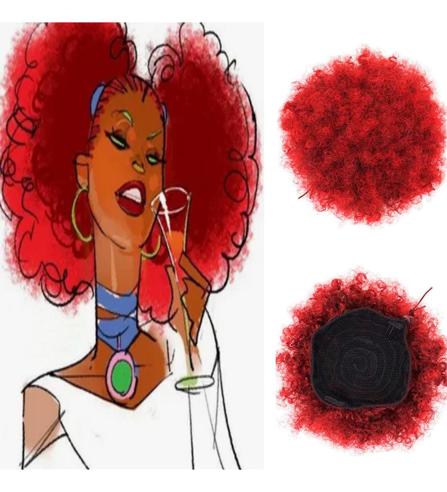 Afro Puff Drawstring Ponytail for Black Women Short Kinky Curly Afro Ponytail Synthetic Hair Afro Bun Drawstring Ponytail for Women(red/Small size(Pack of 2) Small size(Pack of 2) Red - Buy Online on GoSupps.com