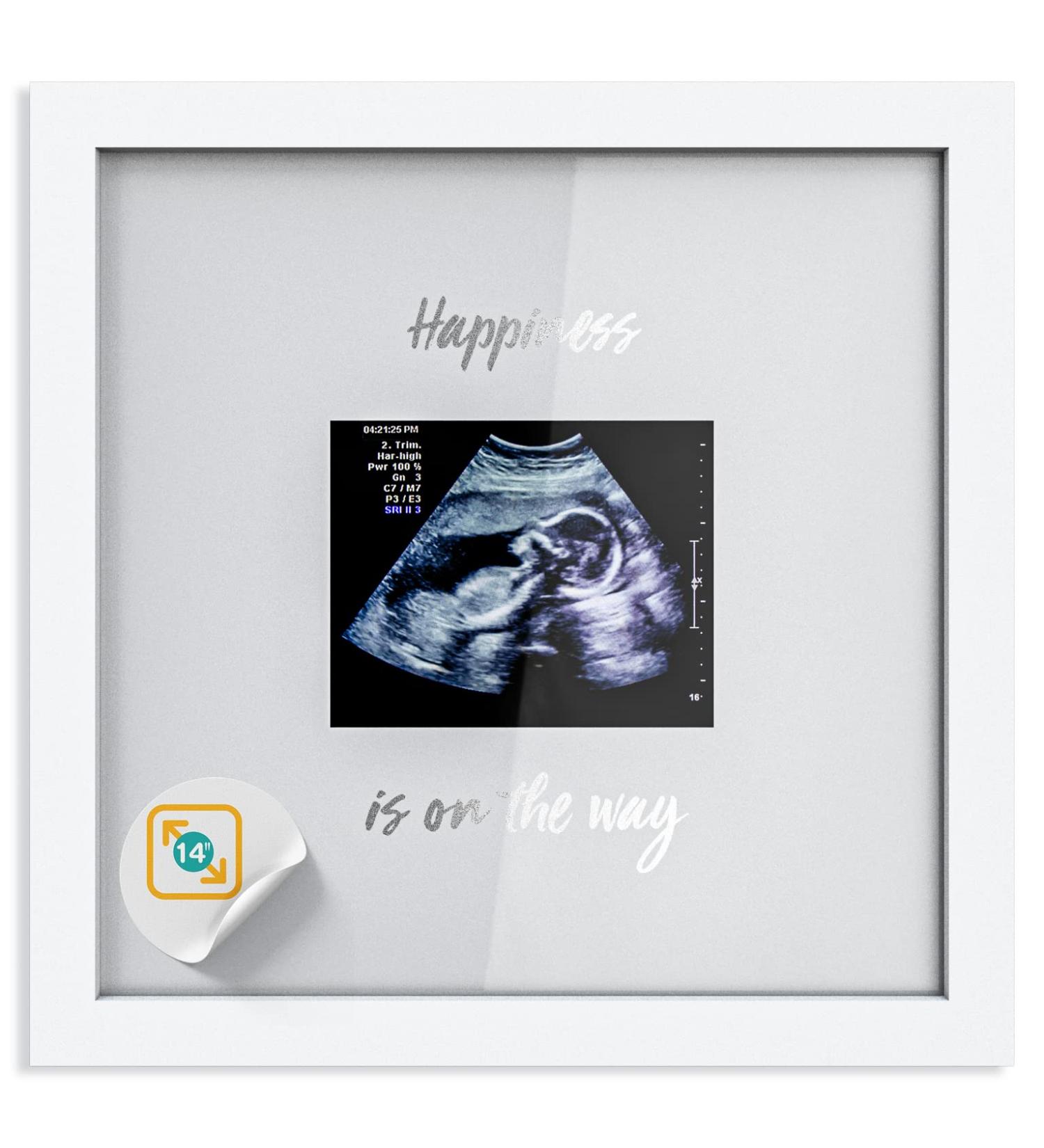 Dino Baby Sonogram Keepsake Frame - Large 10x10 White Wood Ultrasound Frame for Expecting Parents, Baby Shower Gift, Nursery Decor - Buy Online on GoSupps.com