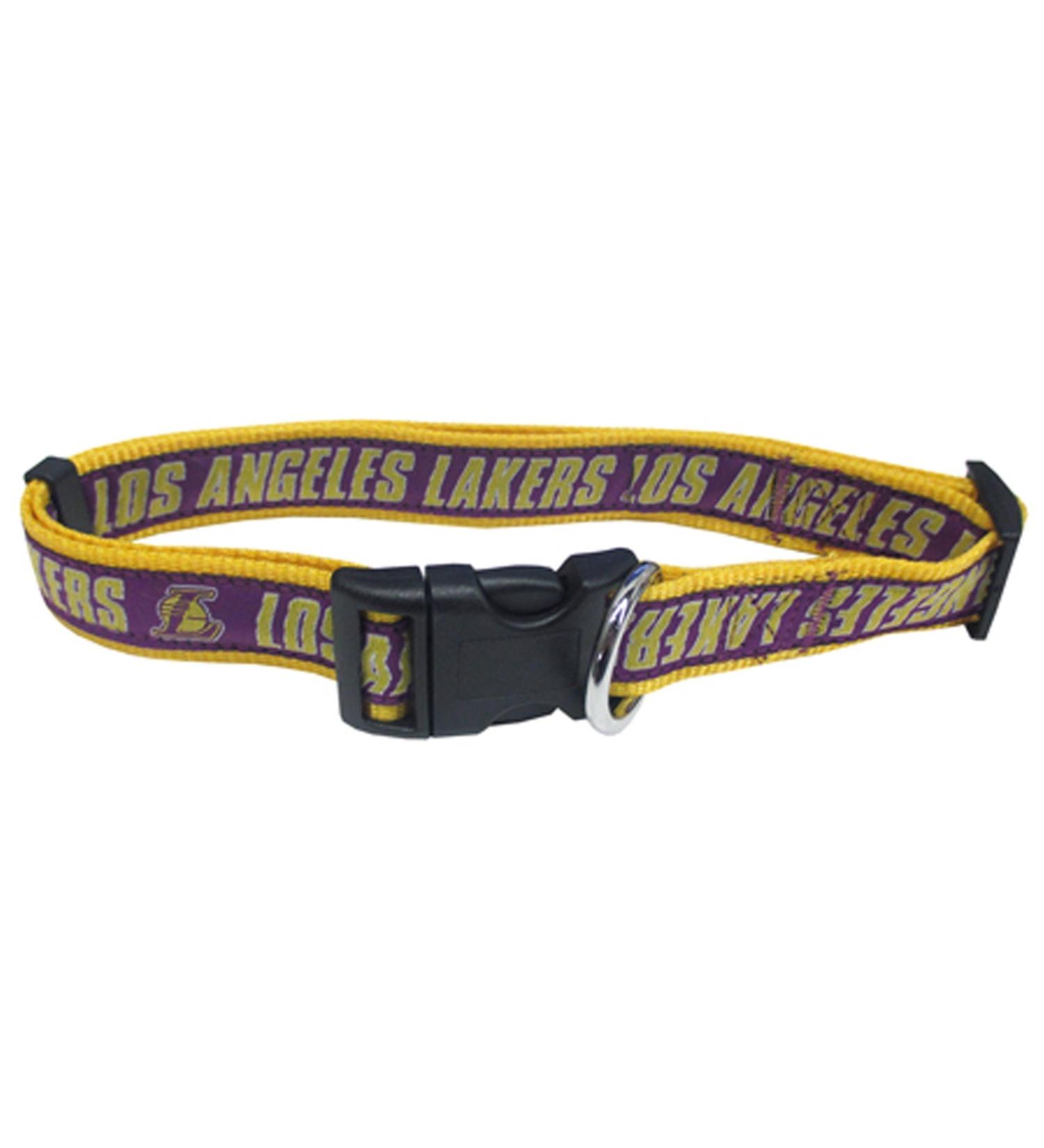 NBA Los Angeles Lakers Dog Collar - Size Large | Official NBA Pet Collar for Sports Fans | LA Lakers Design (Neck 14-24, Strap Width 1) - Buy Online on GoSupps.com