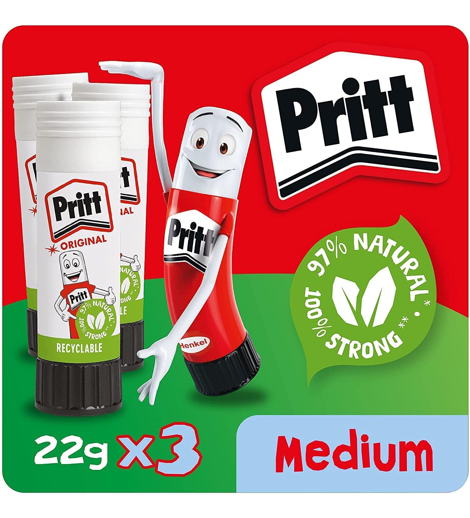 Pritt Glue Stick Safe & Child-Friendly Craft Glue for Arts & Crafts Activities Strong-Hold Adhesive for School & Office Supplies 22 g (Pack of 3) Single - Buy Online on GoSupps.com