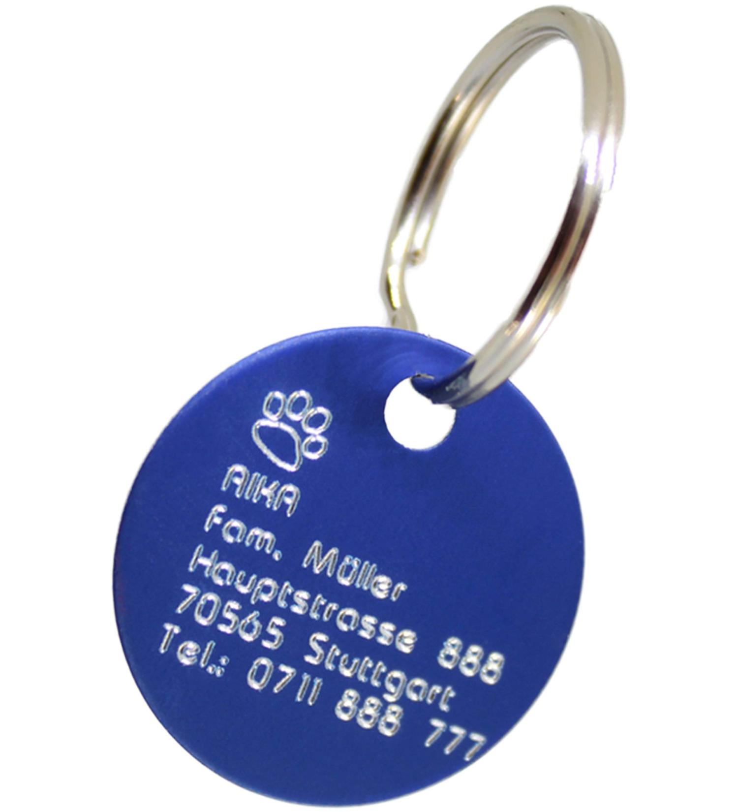 Personalized Engraved Dog Tag - Custom ID & Address Plate - Blue Matt Diamond Engraving - Buy Online on GoSupps.com