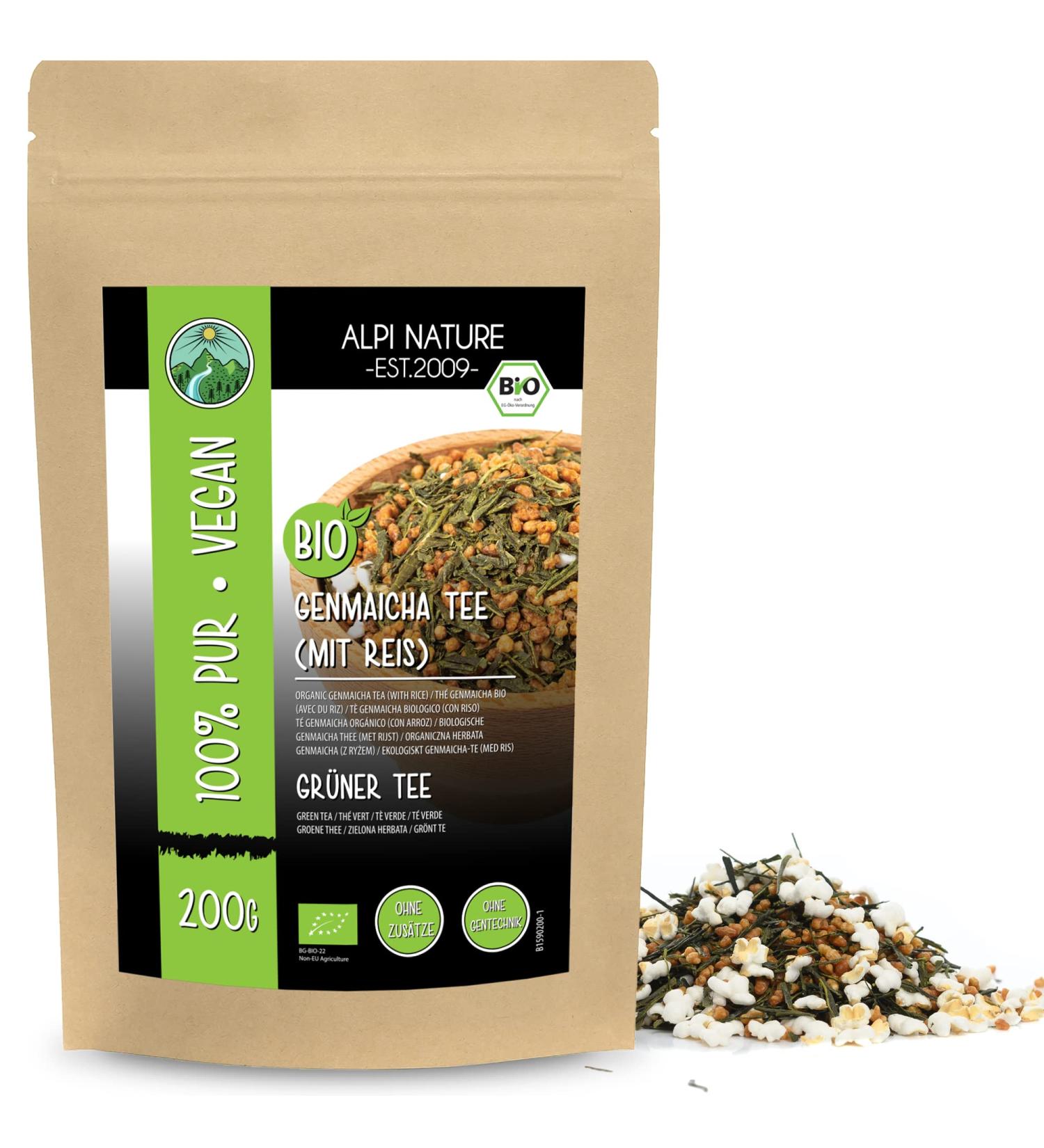 Organic Genmaicha Green Tea with Roasted Rice - 200g | Japanese Organic Green Tea Cut with Rice - Buy Online on GoSupps.com