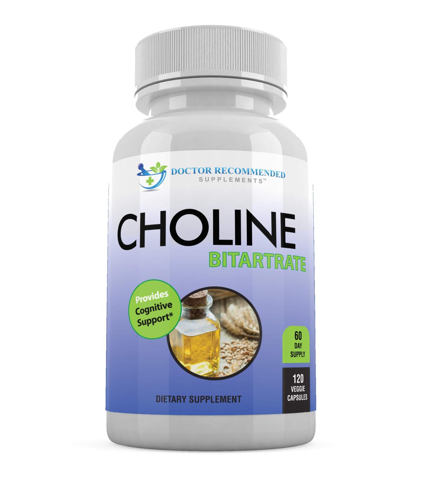 Premium Choline 500mg - 120 Veggie Capsules - Cognitive Health & Memory Support - Doctor Recommended Supplements - 120 Count - Buy Online on GoSupps.com