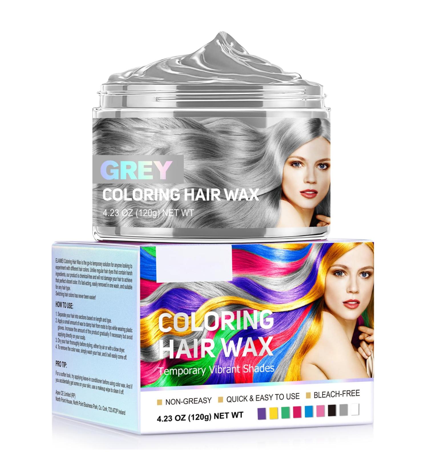 Grey Hair Colour Wax - Temporary Hair Dye - Coloured Hair Spray Wash Out - Grey Hair Colour Spray - Easy Washable - Grey Hair Colour Wax for Party Cosplay DIY Halloween - 120g - Buy Online on GoSupps.com