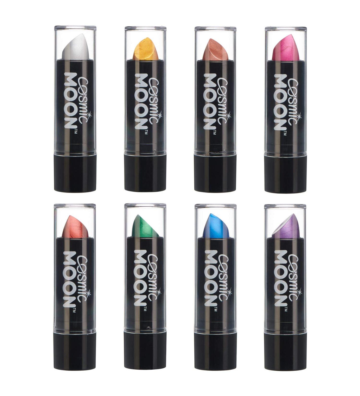 Cosmic Moon Metallic Lipstick Set - 8 Iridescent Colors for Dazzling Metallic Lips - Silver Gold Rose Gold & More - 5G High-Impact Formula - Buy Online on GoSupps.com