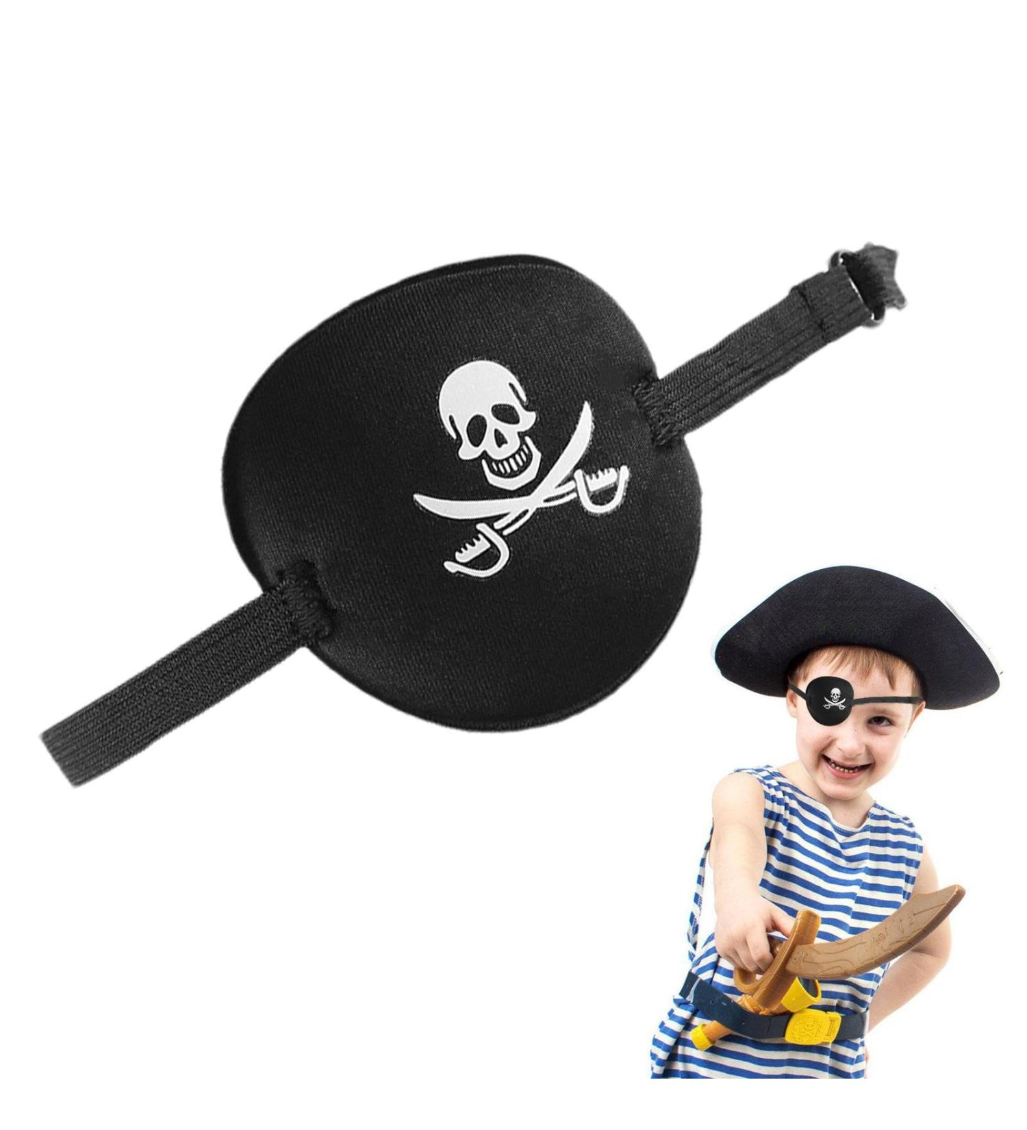 Adjustable Black Pirate Eye Patches for Kids & Adults - Comfortable Skull Blindfolds for Pirate Costumes - Buy Online on GoSupps.com
