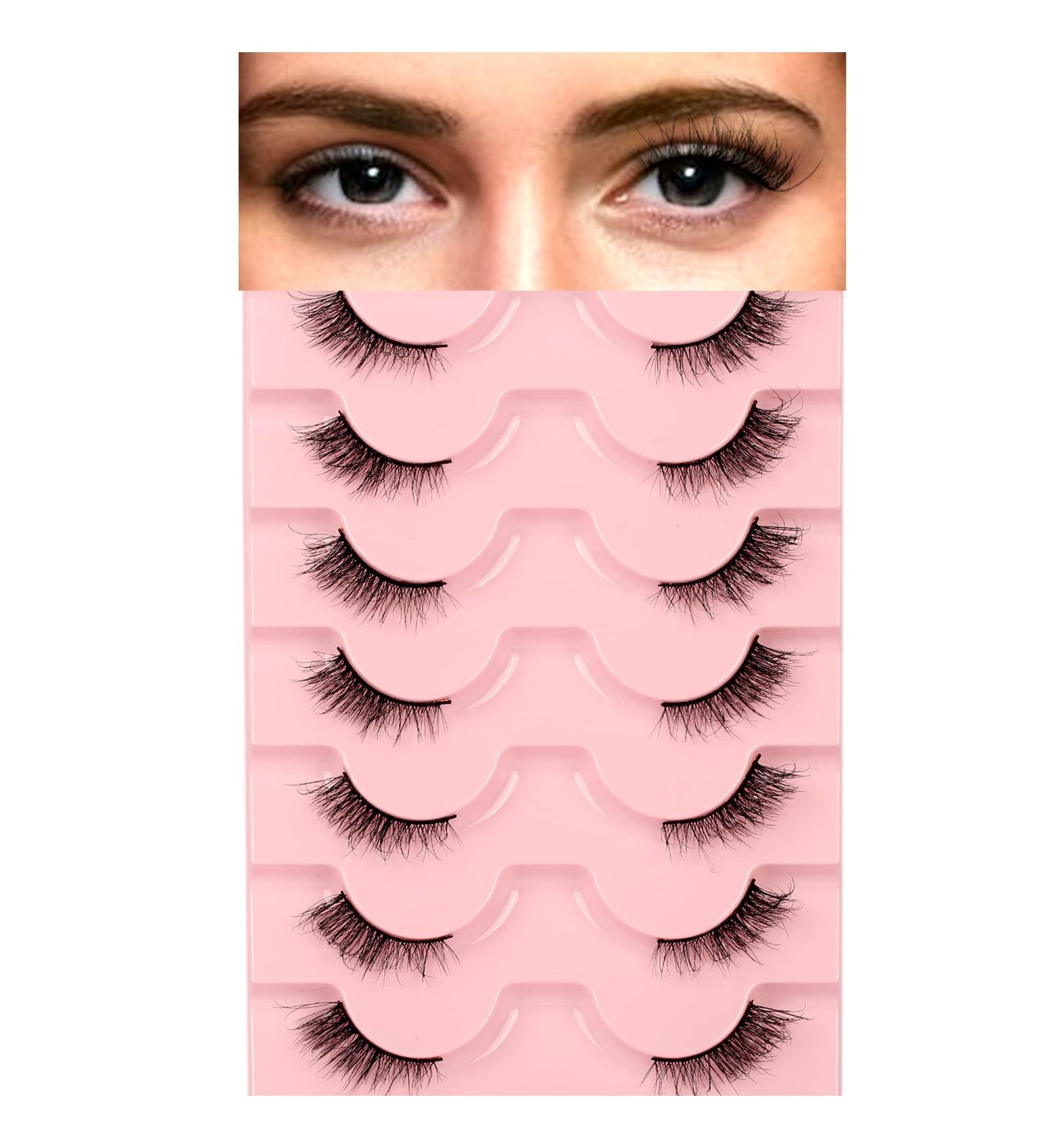 Milllruez 8D Fluffy Mink Half Lashes - Natural Wispy Cat Eye Style - 7 Pairs Pack - Buy Online on GoSupps.com