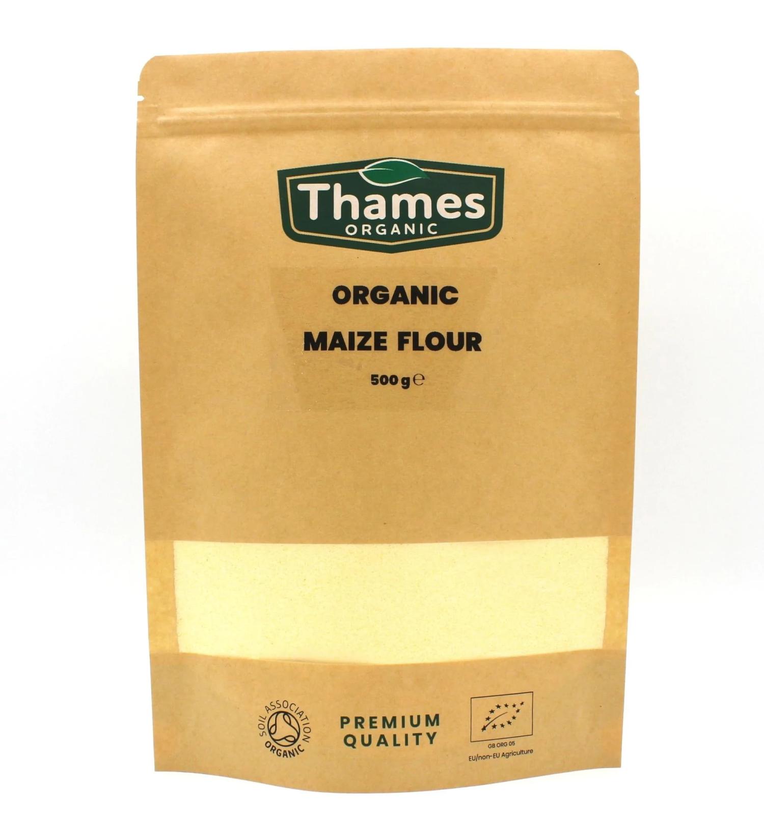 Thames Organic Maize Flour 500g - Pure & Natural, Vegan Non-GMO Certified - Ideal for Baking & Cooking - Additive and Preservative-Free - Buy Online on GoSupps.com