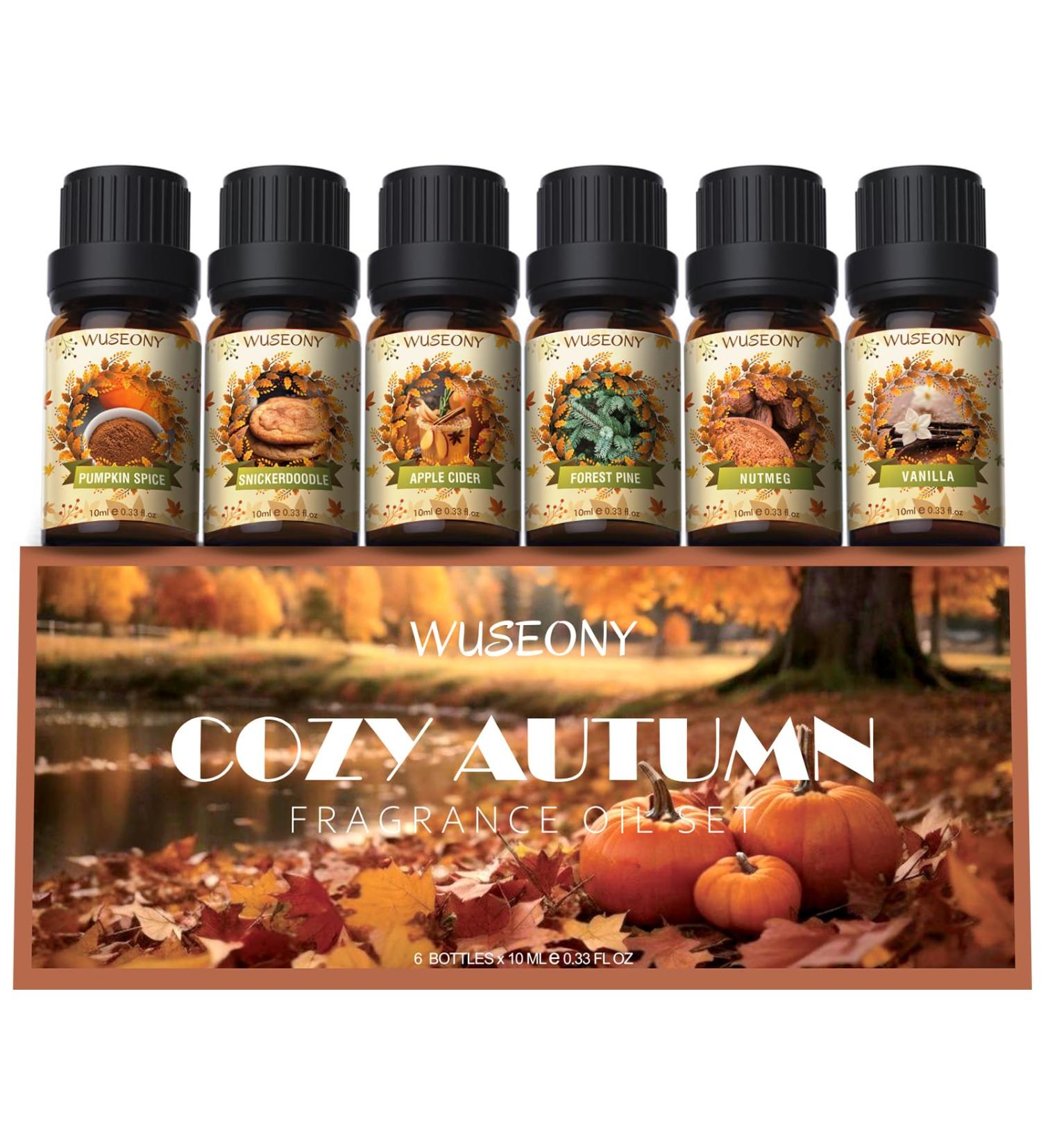 Fall Essential Oil Set for Diffusers - Aromatherapy Oils Gift Set: Apple Cider Nutmeg Snickerdoodle Vanilla Forest Pine Pumpkin Spice (6x10ml - Buy Online on GoSupps.com
