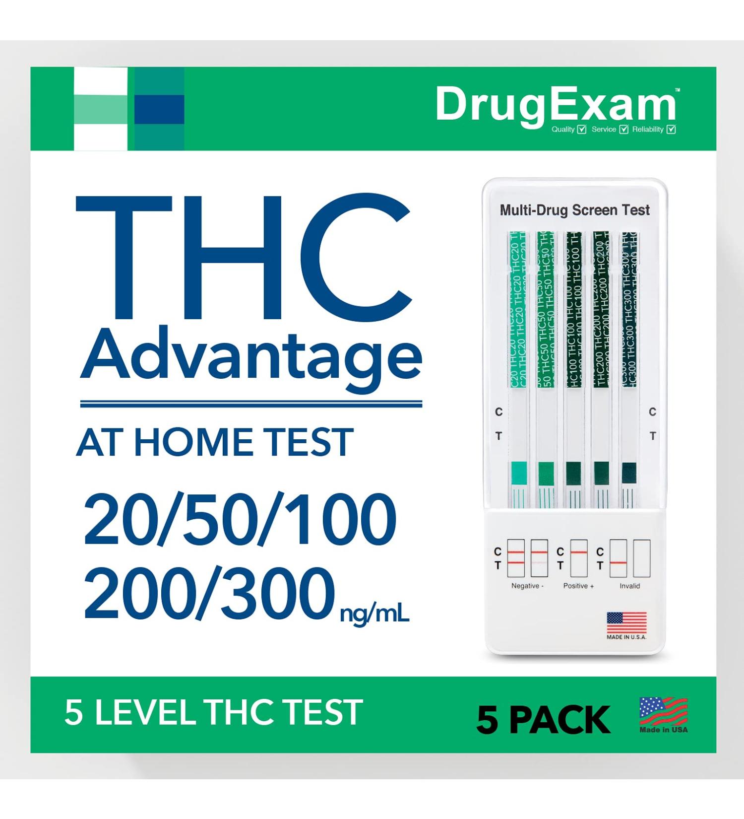 5 Pack DrugExam THC Advantage Multi Level Marijuana Home Test Kit | Made in USA | Highly Sensitive THC 5 Level Test | Detects 20-300 ng/mL - Buy Online on GoSupps.com