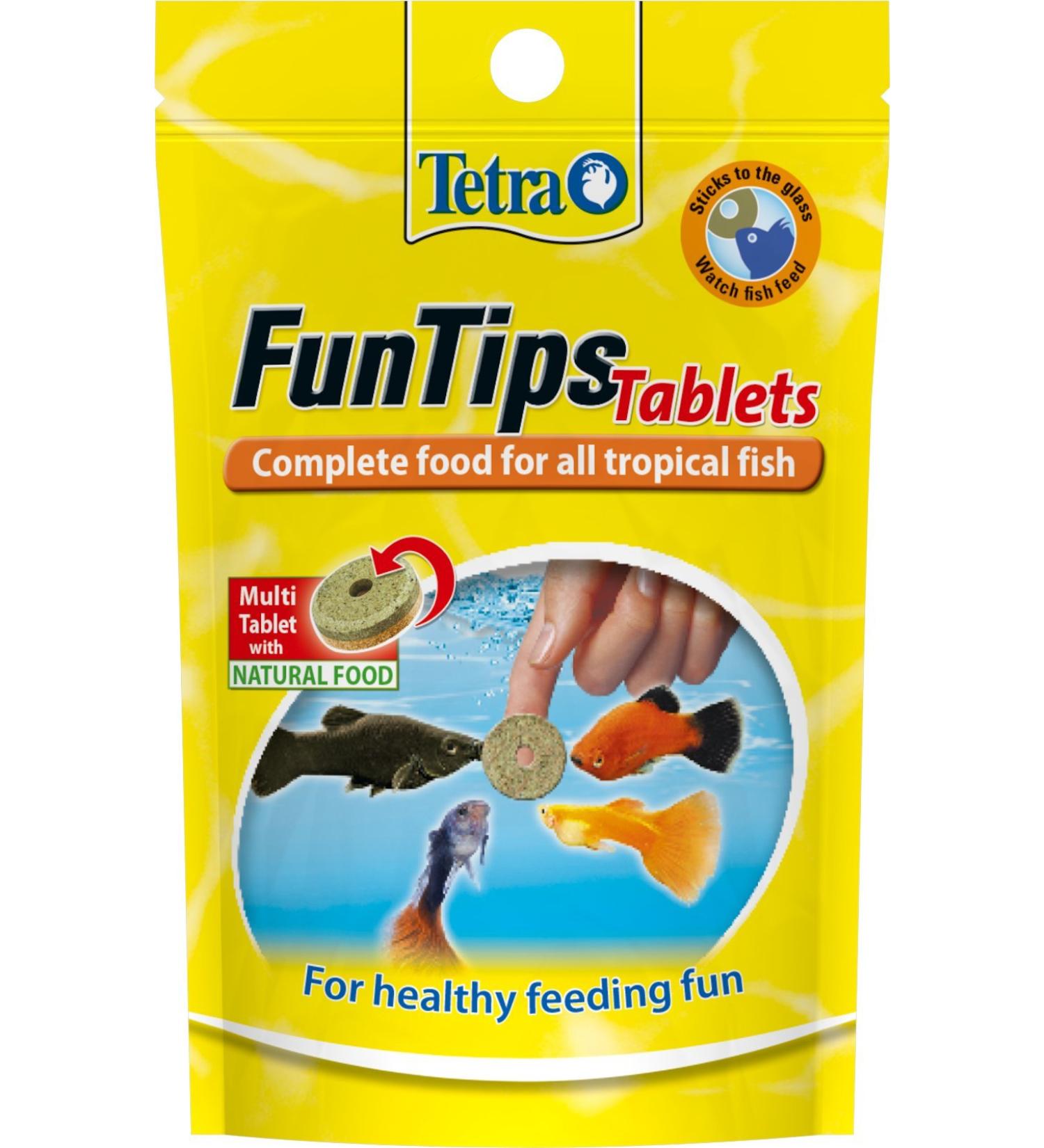Tetra FunTips Tablets Fish Food Complete Fish Food for All Tropical Fish for Healthy Feeding Fun 20 Tablets