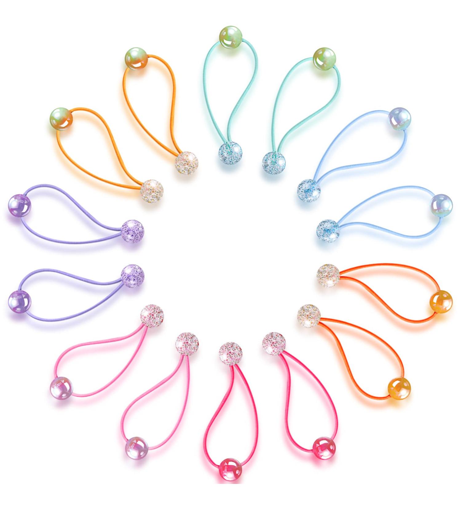 14 Pcs Colorful Double Ball Elastic Ponytail Holders for Kids and Women - Stylish Circle Bubble Hair Bands for Baby Toddler Girls - Rubber Hair Ties with Balls - Buy Online on GoSupps.com