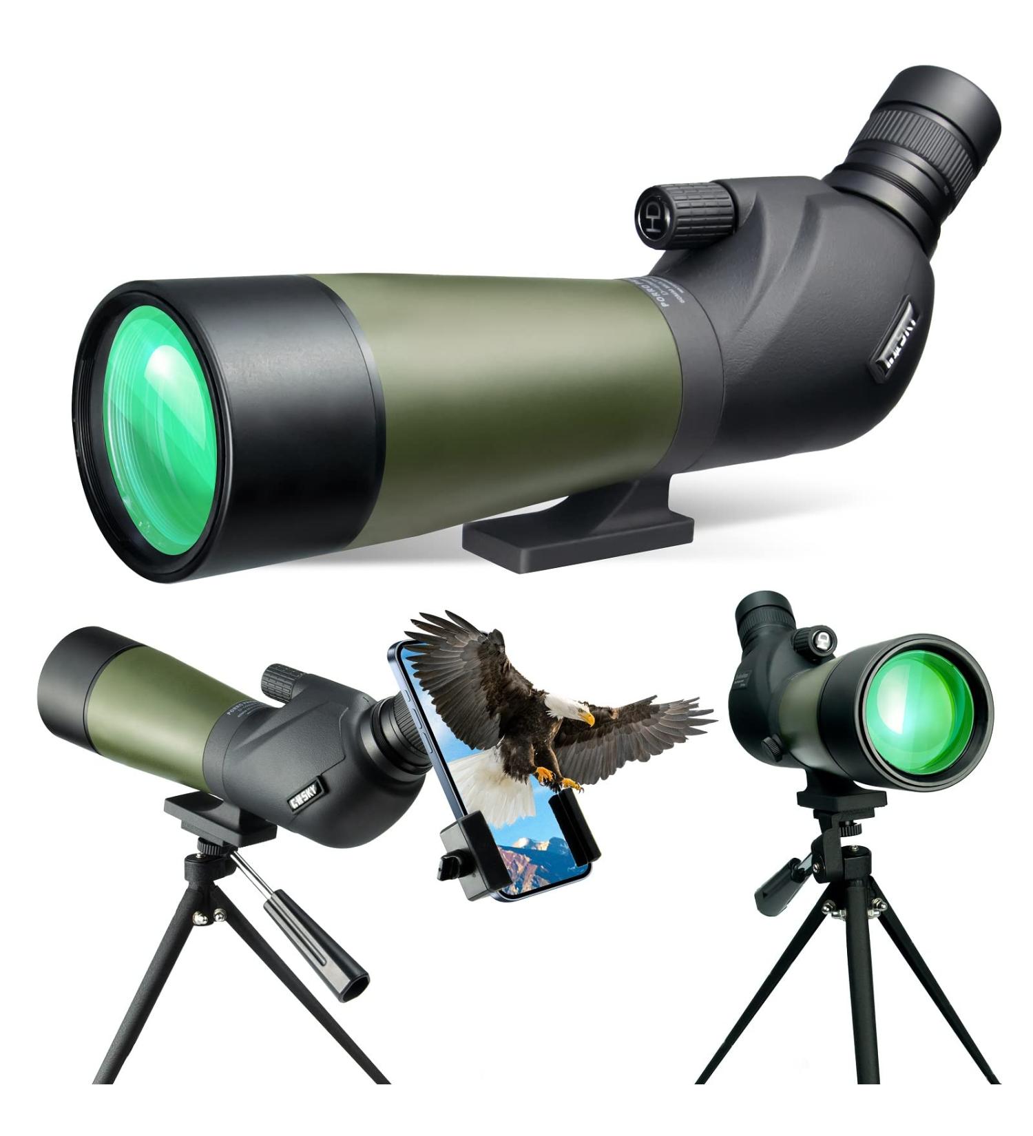 Gosky 20-60x60 HD Spotting Scope with Tripod, Carrying Bag & Phone Adapter - BAK4 45 Angled Spotter Scope for Target Shooting, Hunting & Bird Watching - Buy Online on GoSupps.com