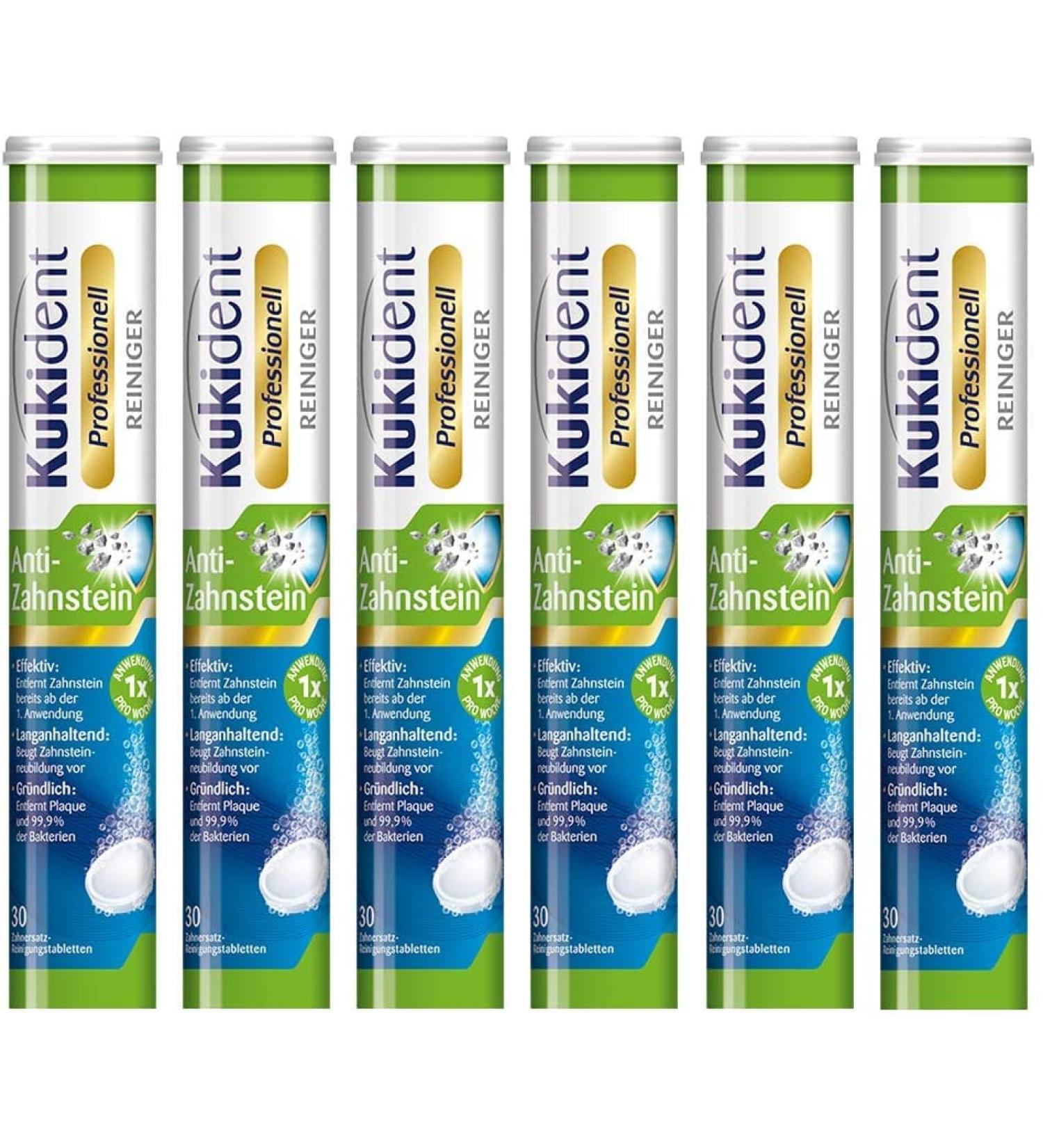 Kukident Professional Anti-Tartar Denture Cleaning Tablets - 6x30 Pack for Effective Denture Care - Buy Online on GoSupps.com