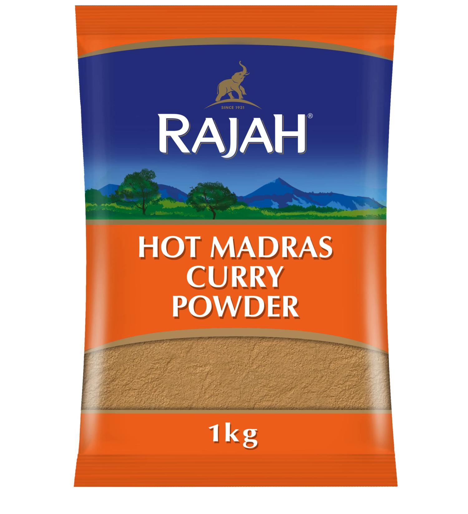 Rajah Hot Madras Curry Powder - 1kg Pack | Spicy Indian Masala Spice Blend - Buy Online on GoSupps.com