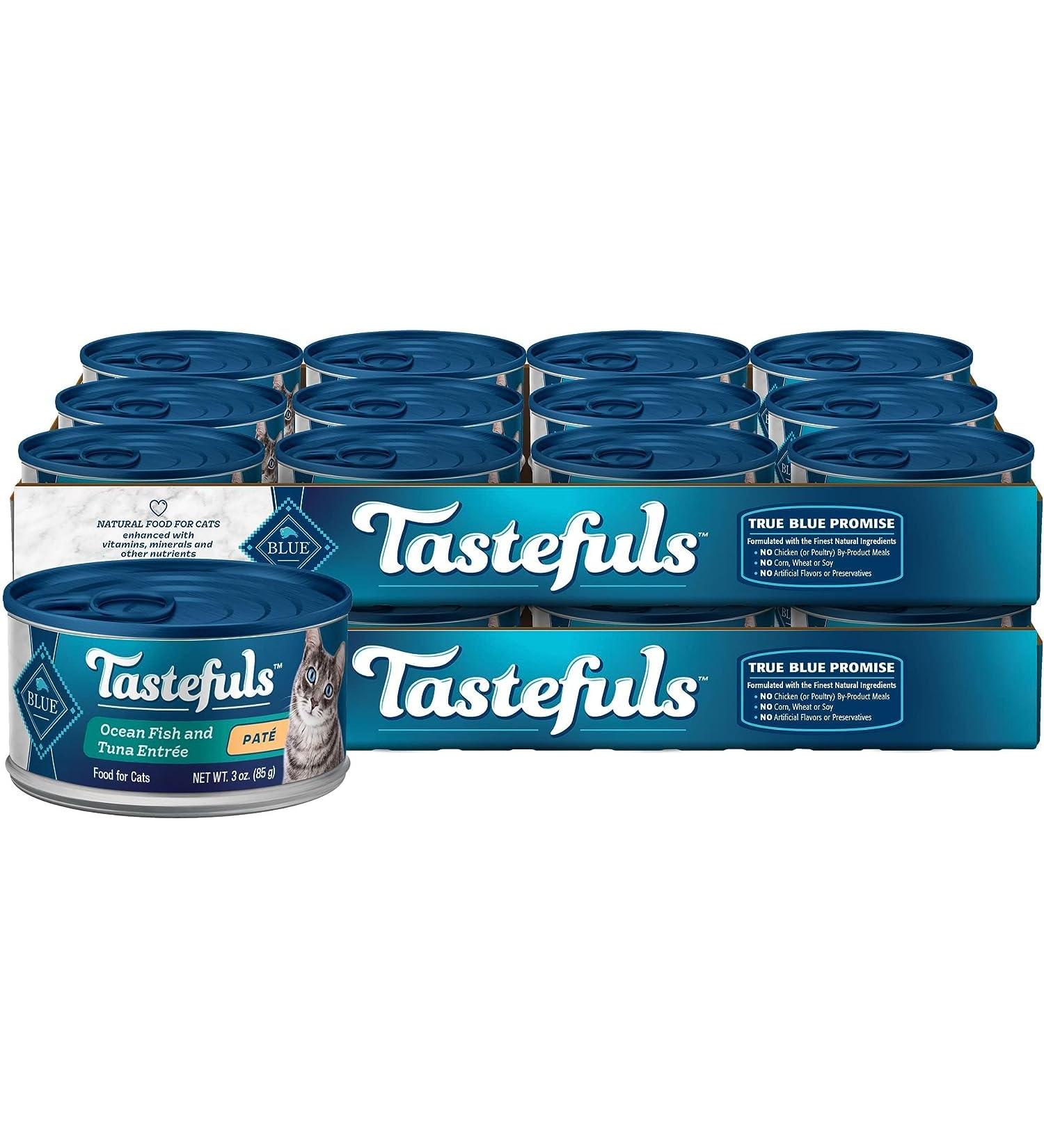 Tastefuls Natural Wet Cat Food Ocean Fish & Tuna Pate 3oz (Pack of 24) Small Cans - Pack of 24 Oceanfish & Tuna Pate - Buy Online on GoSupps.com
