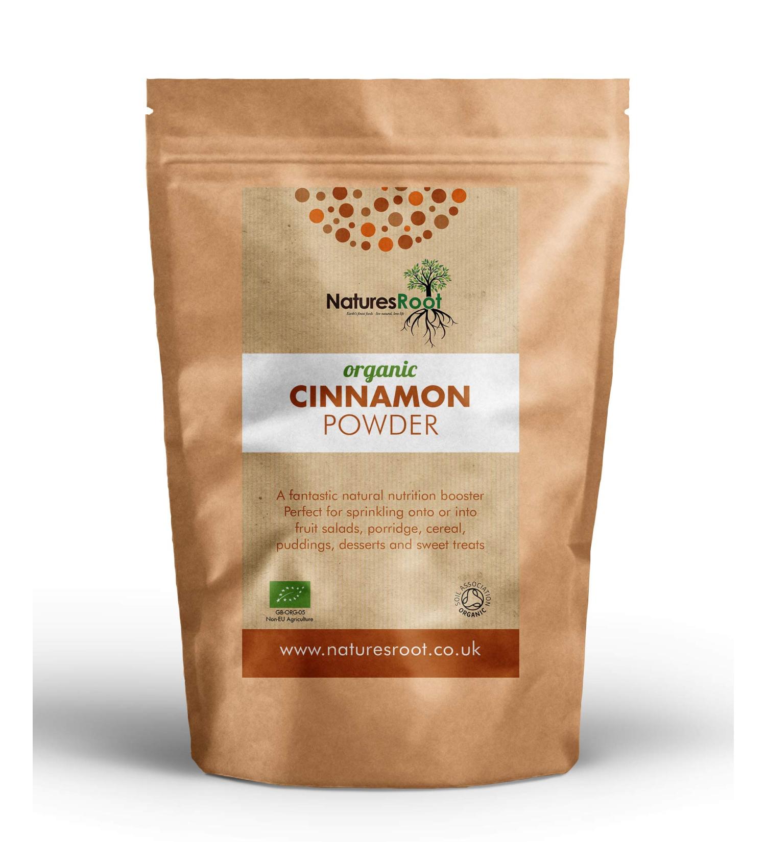 Nature's Root Organic Cinnamon Powder - 125g | Non-GMO, Antioxidant-Rich, Anti-Inflammatory | Soil Association Certified | 1 Pack of 125g - Buy Online on GoSupps.com