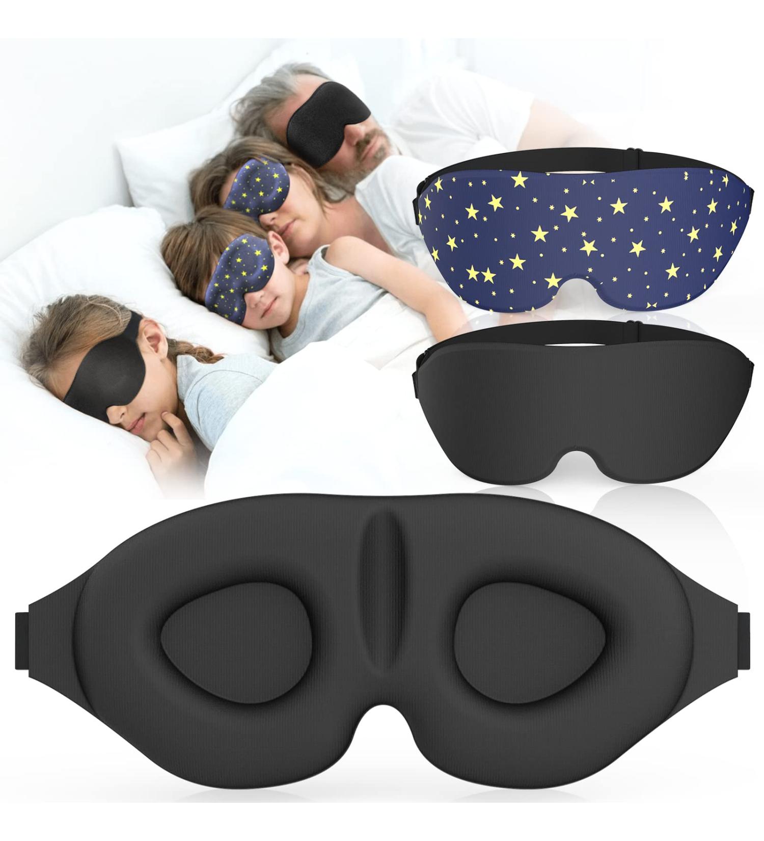 3D Contoured Sleep Eye Mask for Men & Women - Block Out Light Soft Comfort Adjustable Strap - Travel Essential (2 Pack - Buy Online on GoSupps.com