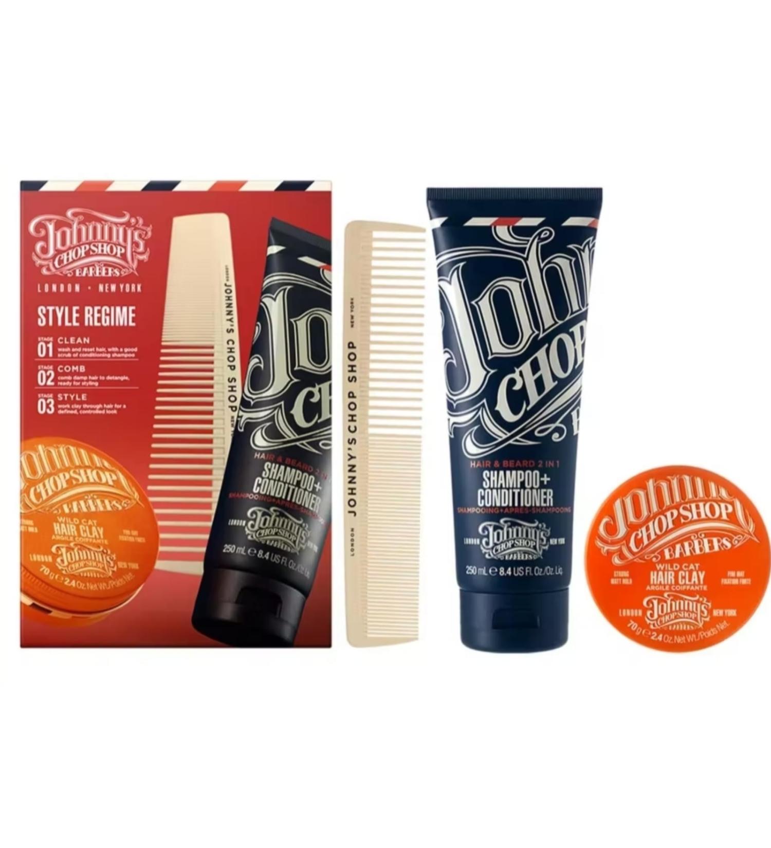 Johnny ChopShop Style Regime - Shampoo Clay & Comb Edit 3 PCS set - Buy Online on GoSupps.com