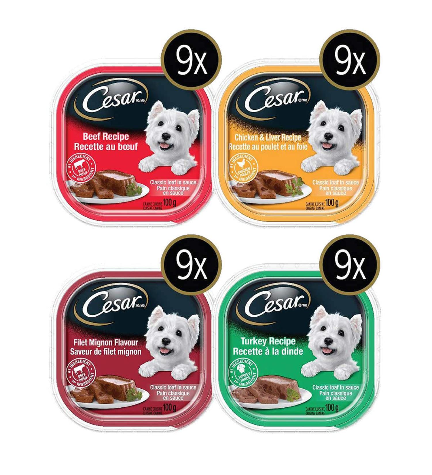 Cesar Food for Small Dogs Variety Product of U.S.A 36 X 100 Grams Net Wt 3600 Grams - Buy Online on GoSupps.com