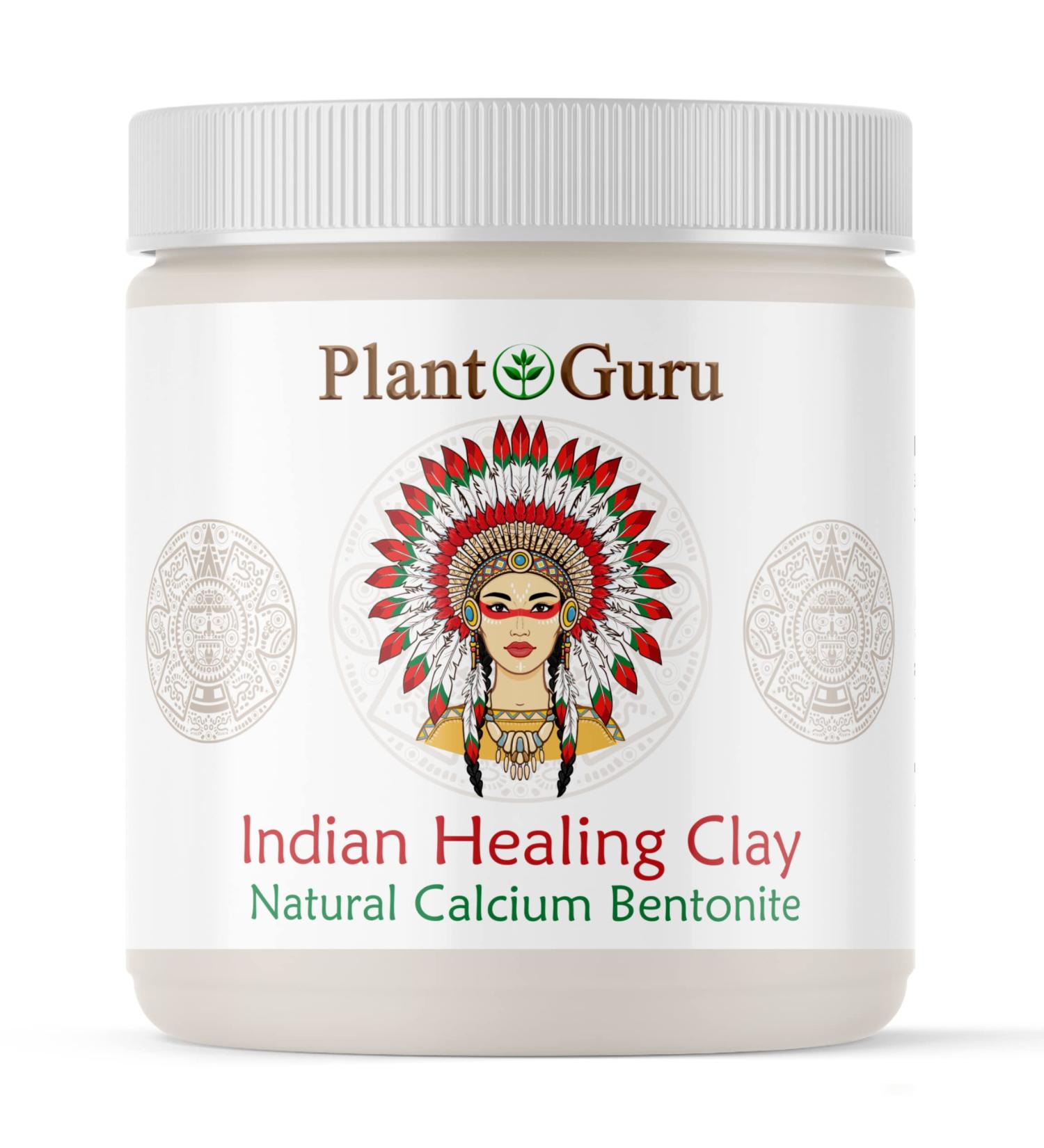 Plant Guru Indian Healing Clay 1 lb. - 100% Natural Bentonite Clay Powder for Deep Pore Cleansing - Facial, Body Mask, Detox for Face, Hair, Acne - Buy Online on GoSupps.com