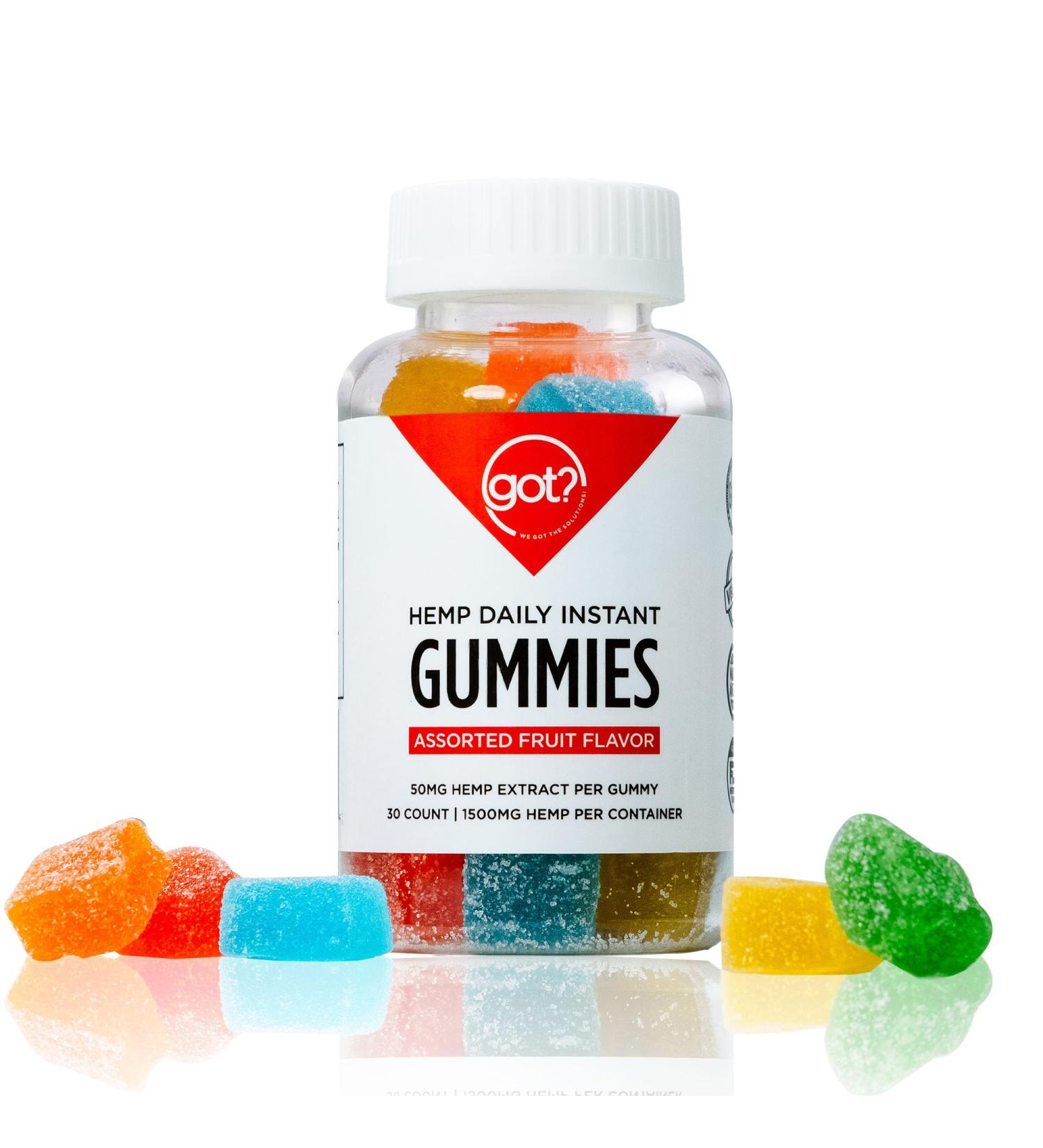 Got Hemp Gummies - Assorted Fruit Flavor - Daily Instant Edible Gummies - 50mgs of Hemp Extract per Gummy - 30/ct - Buy Online on GoSupps.com