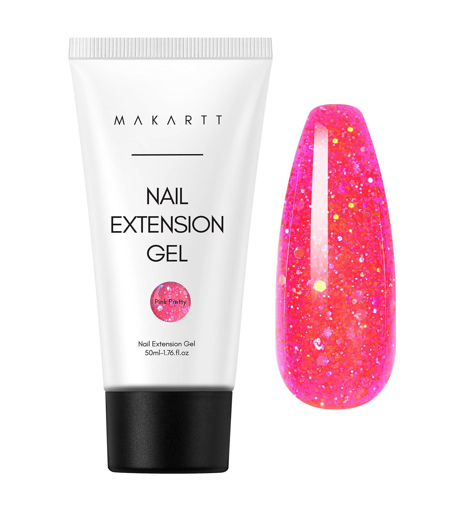 Makartt Poly Nail Gel 50ML - Builder Gel for Nail Extensions in White, Pink, Nude, Clear, Rosy - Technician & Starter Friendly - DIY Salon Design - Pink Pretty - Buy Online on GoSupps.com