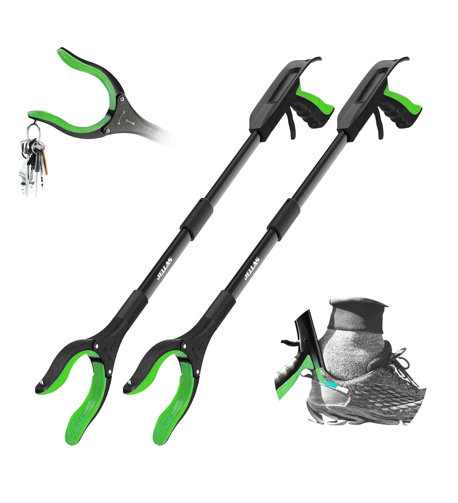 2 Pack Grabber Reacher Tool with Shoehorn  Jellas 32 Inch Grabber Tool for Elderly  360 Rotating Head Outdoor and Indoor Trash Picker Grabber  Reacher Grabber Pick-up Tool (Green) - Buy Online on GoSupps.com