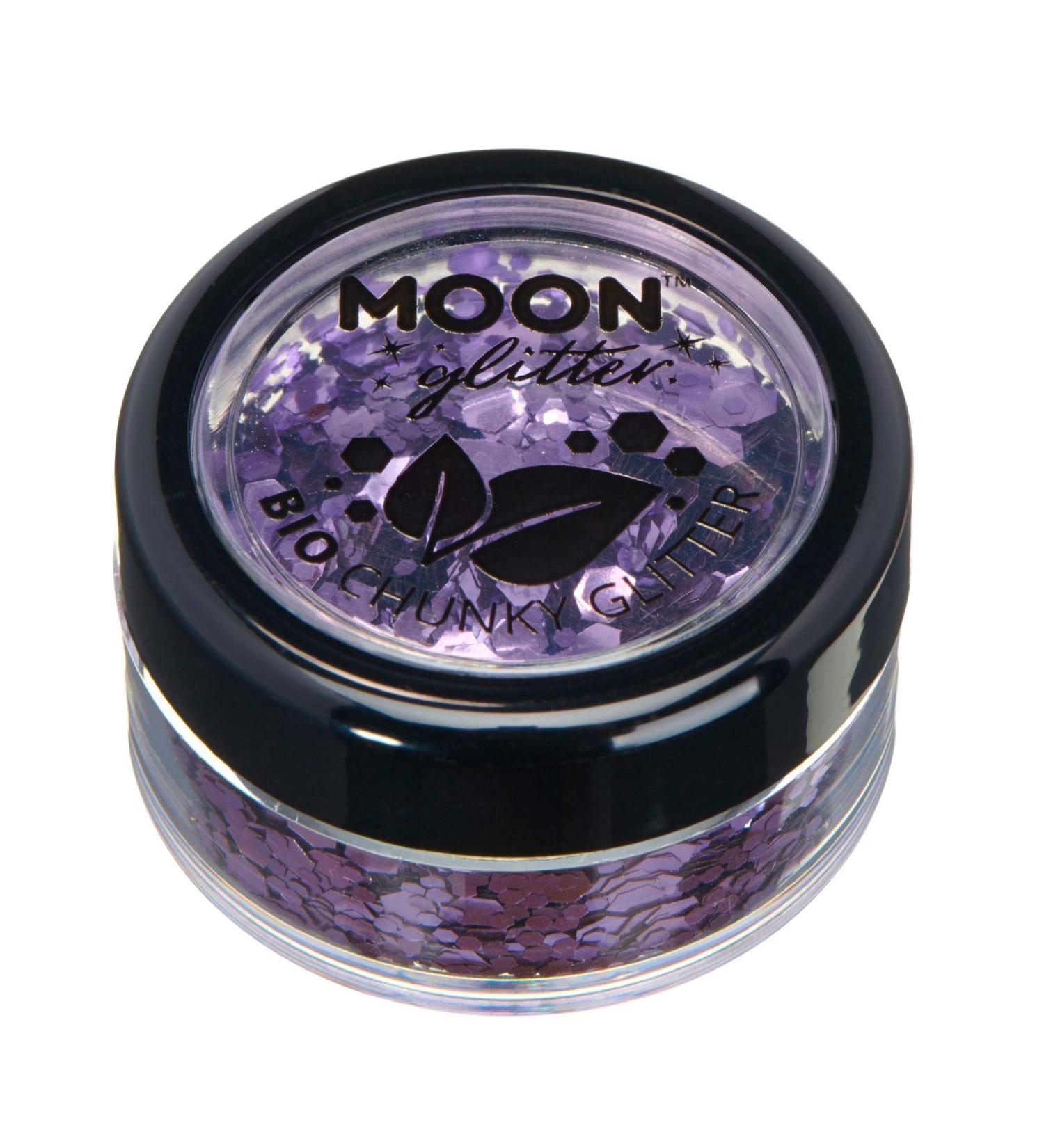 Biodegradable Lavender Chunky Glitter by Moon Glitter - Eco-Friendly Festival Makeup for Face, Body, Nails, Hair & Lips - 3g - Buy Online on GoSupps.com