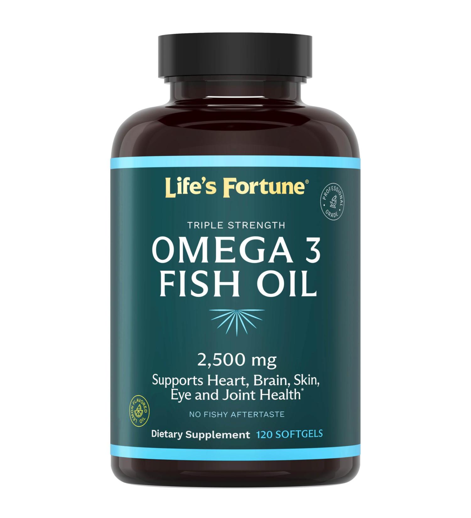 Life's Fortune Fish Oil Omega 3 Concentrate Supplement 2500 mg 120 Softgels High Potency EPA & DHA Fatty Acid - Heart Brain Skin Joints - Non GMO 120 Count (Pack of 1) - Buy Online on GoSupps.com