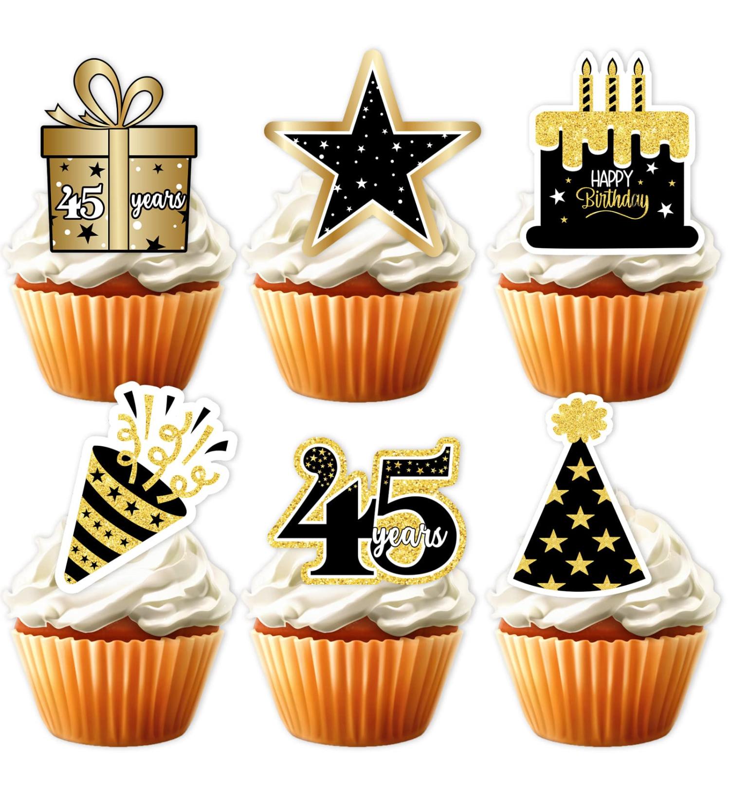 S-Lipao-45 Ice Cream Fruit Dessert Cupcake Topper Colorful Glitter Happy Birthday Sensory Pop Game Theme Decor Supplies Baby Shower Boys Girls Birthday Party Decorations - Buy Online on GoSupps.com