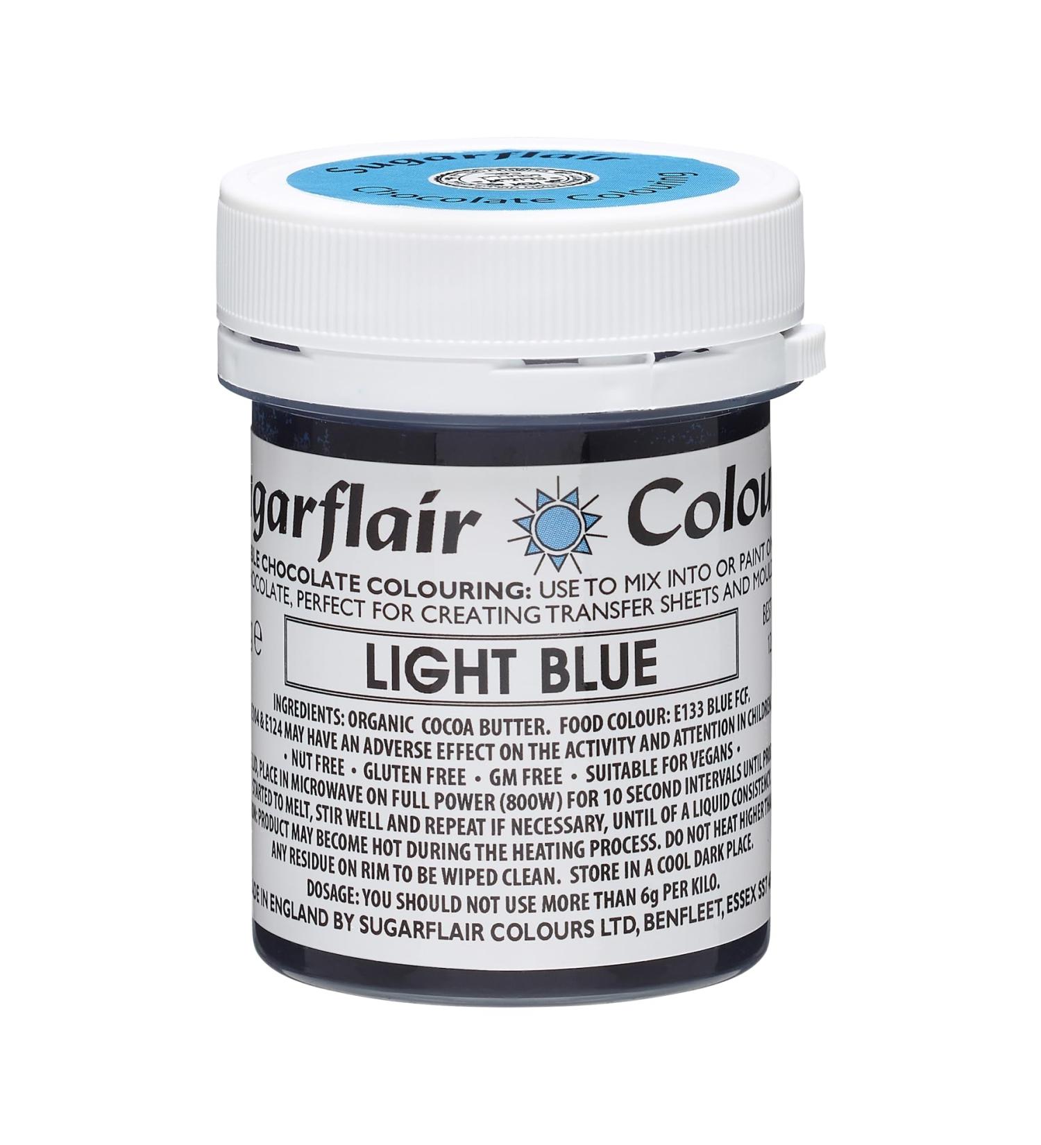 Sugarflair Light Blue Chocolate Colouring - Coloured Cocoa Butter for Adding Colour to Chocolate or Painting Directly Onto Chocolate Transfer Sheets or Moulds - 35g