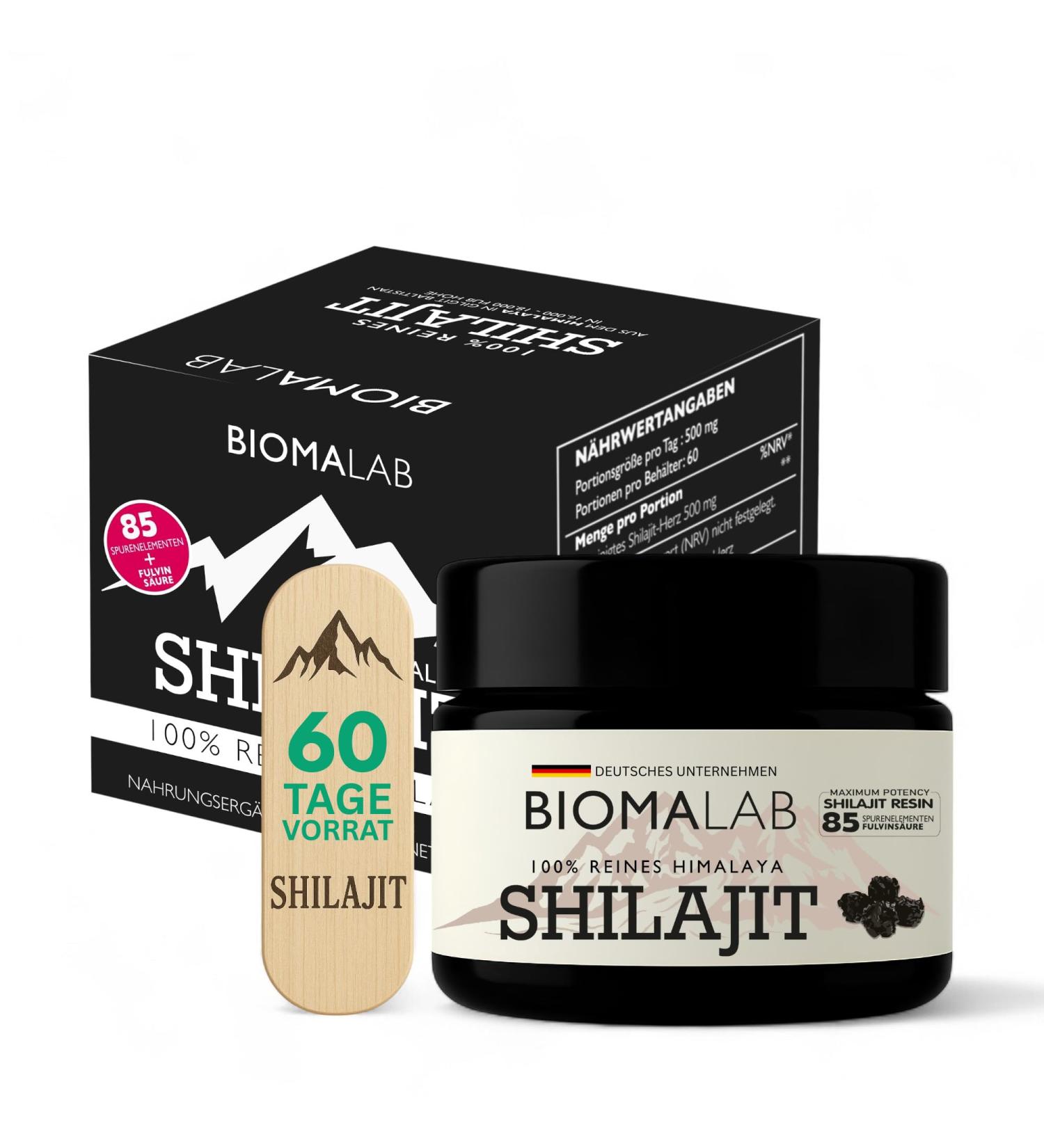  Biomalab BIOMALAB Shilajit Resin - 100% Pure Himalayan - 30g Glass - With 85+ Trace Elements & Fulvic Acid - Energy Vitality & Equation - Buy Online on GoSupps.com