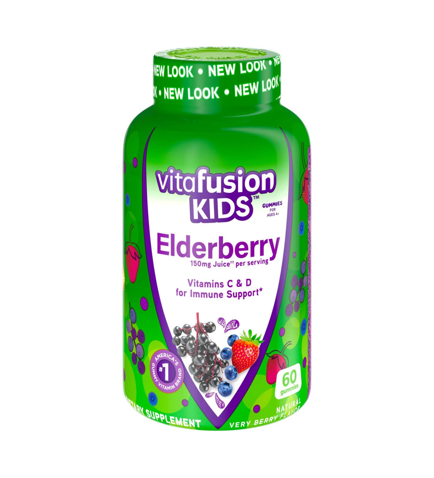 Vitafusion Kids Elderberry Gummy Vitamins 60Ct - Immune Support Gummies for Kids - Buy Online on GoSupps.com