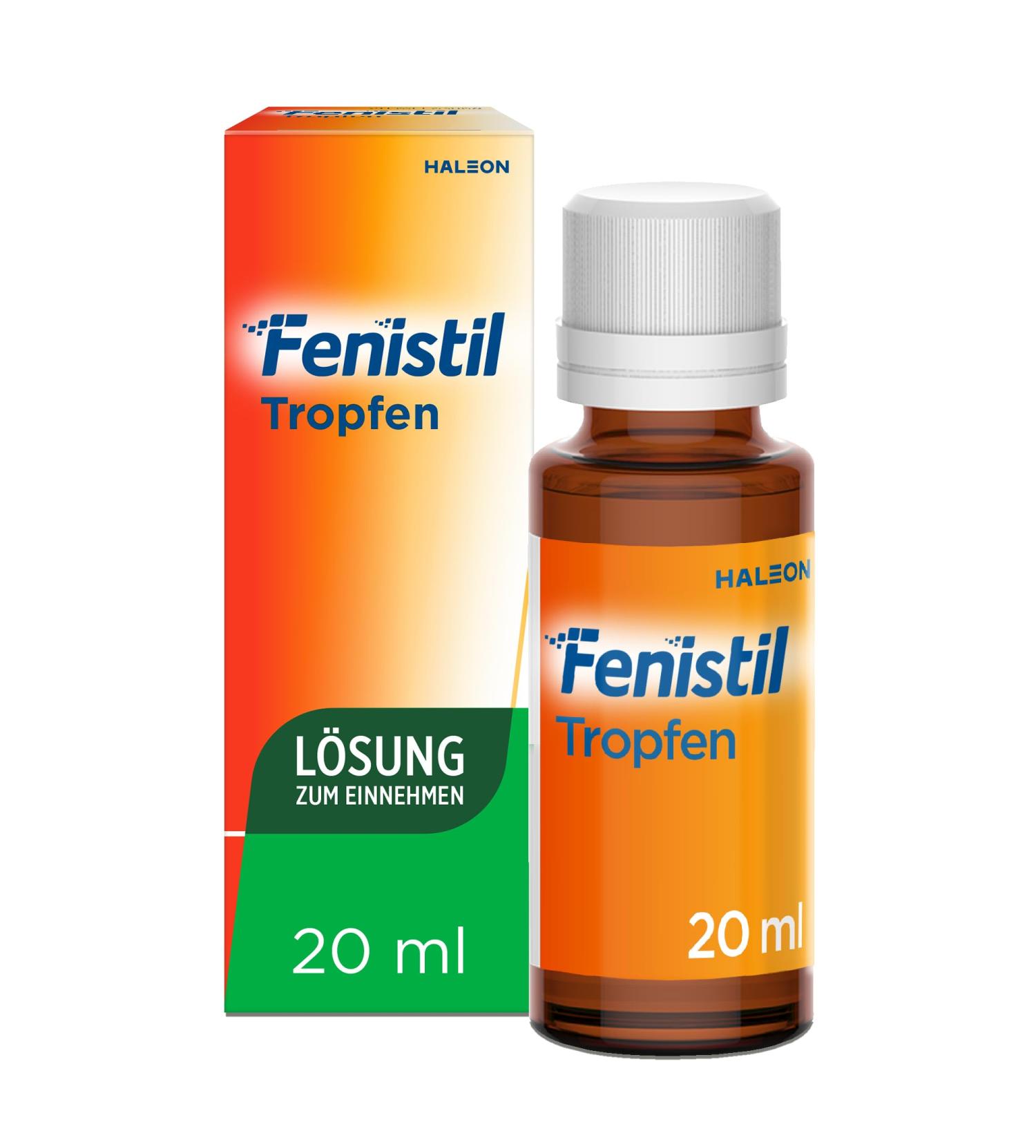 Fenistil Drops 20ml - Relief for Allergic Runny Nose & Chickenpox Itching | DimetiDenmaleat 1 mg/ml Solution - International Shipping Available - Buy Online on GoSupps.com