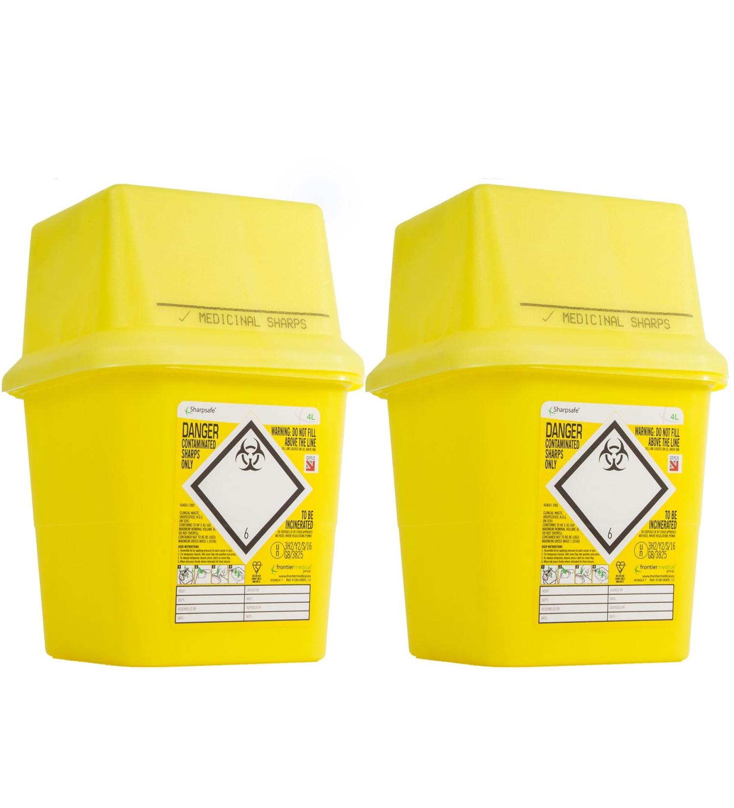 2X Biohazard Sharps Large Medical Bins 4 Litre Boxes - Buy Online on GoSupps.com