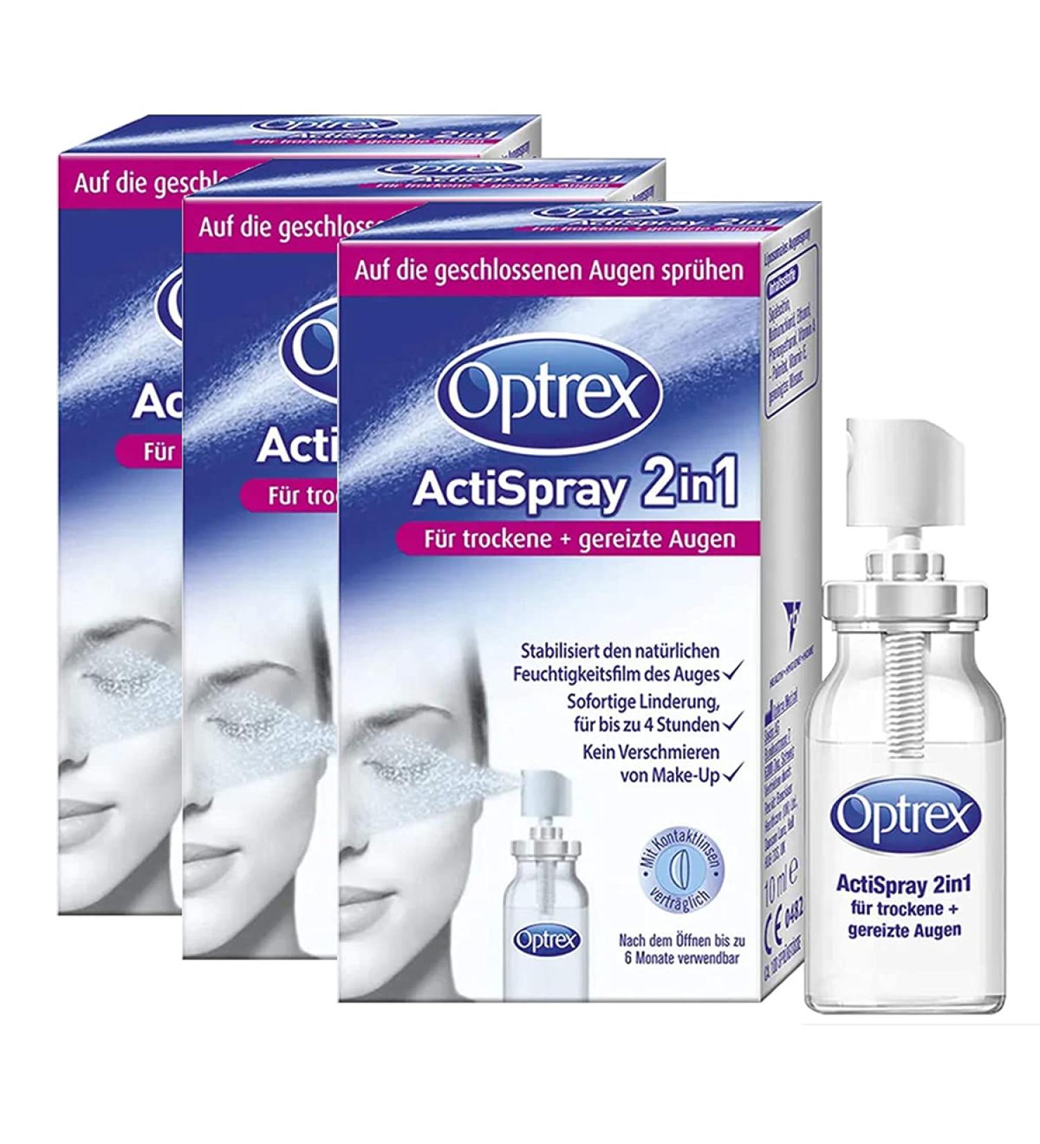 Optrex ActiSpray 2in1 Liposomal Eye Spray - 3x10ml for Dry & Irritated Eyes | Suitable for Contact Lenses - Fast International Shipping - Buy Online on GoSupps.com