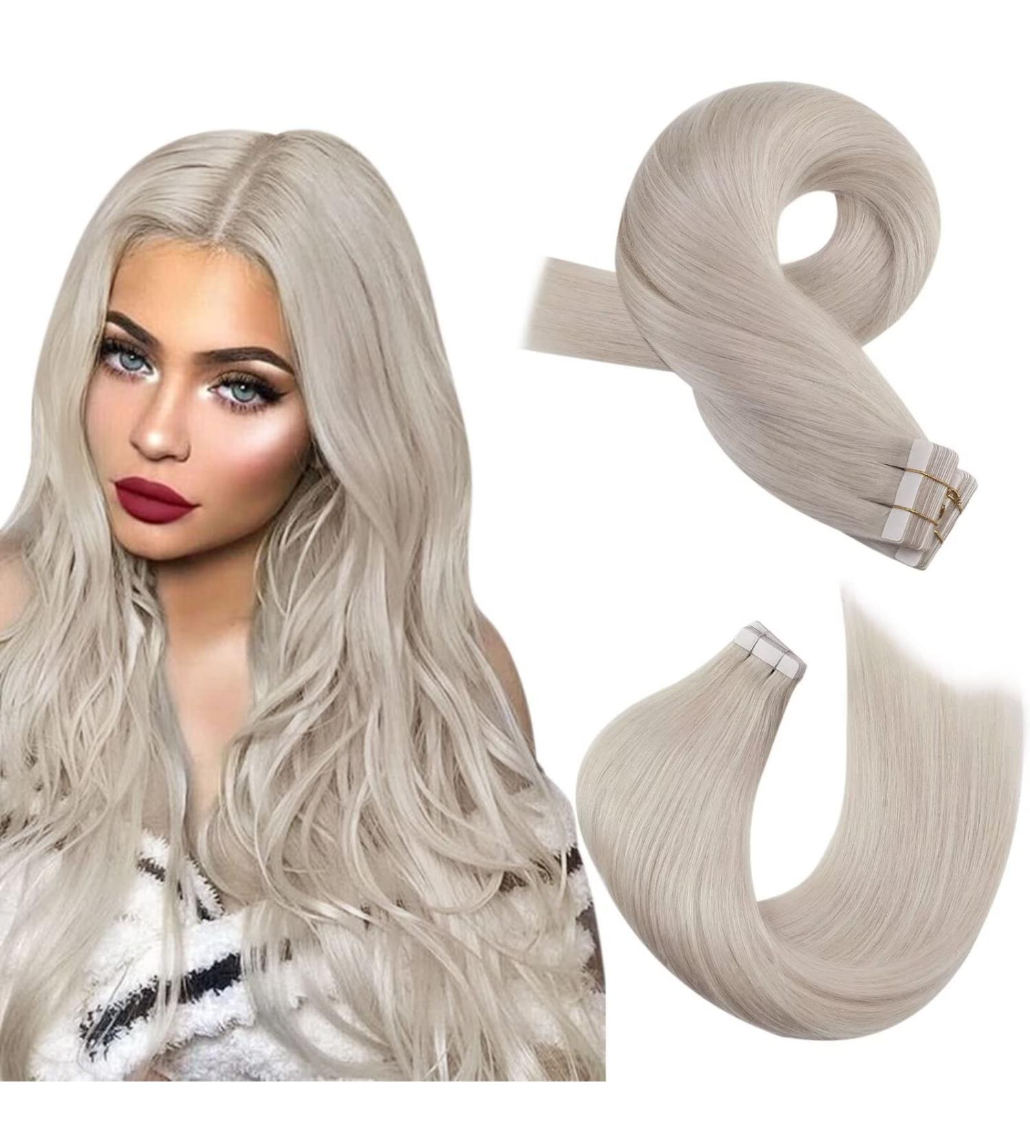 Moresoo White Blonde Tape in Human Hair Extensions 14 Inch - 20 Pieces/40g - #60A - Buy Online on GoSupps.com