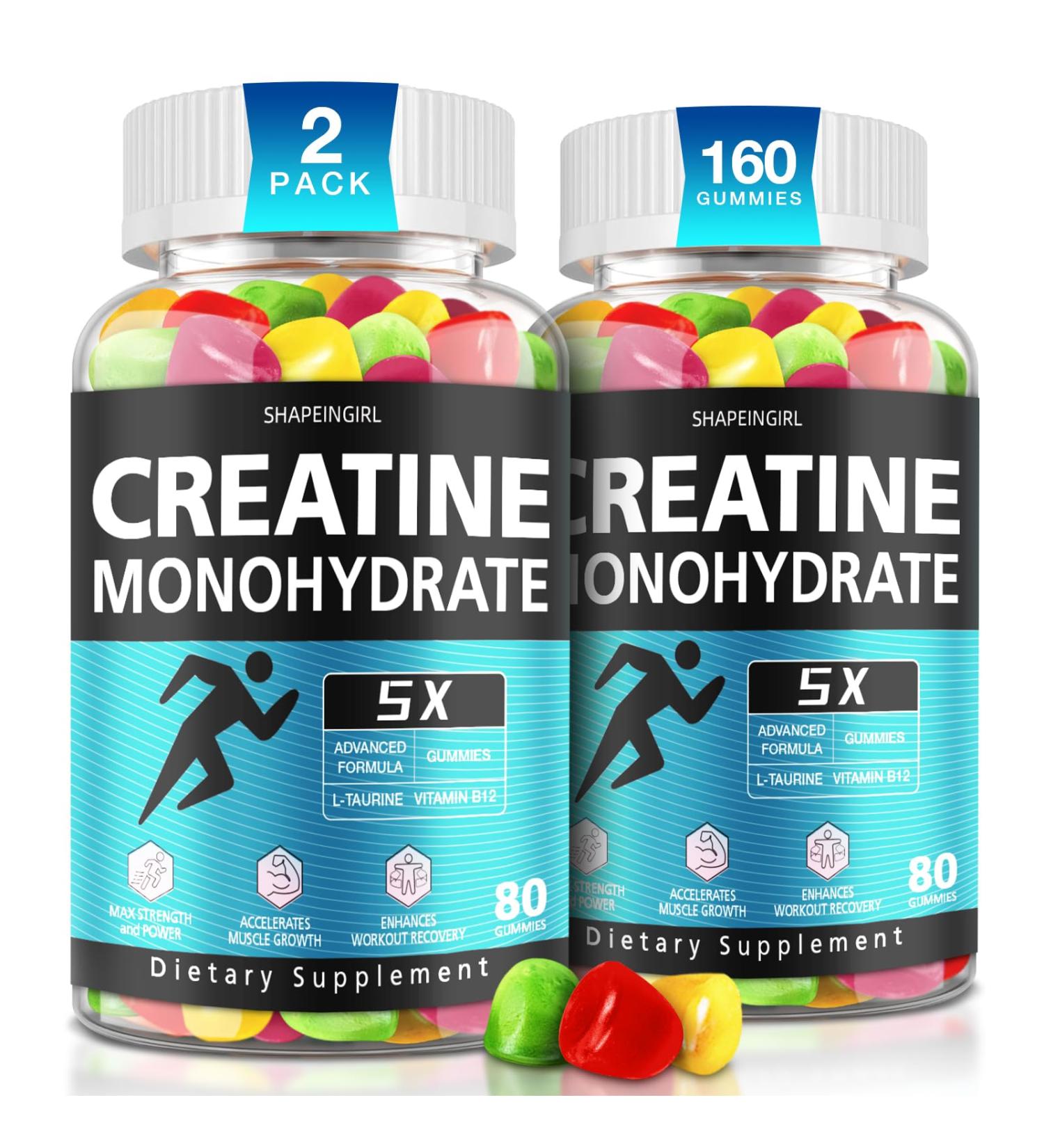 SHAPEINGIRL Creatine Monohydrate Gummies for Men & Women - Low Sugar Chewable Creatine Gummies - Buy Online on GoSupps.com