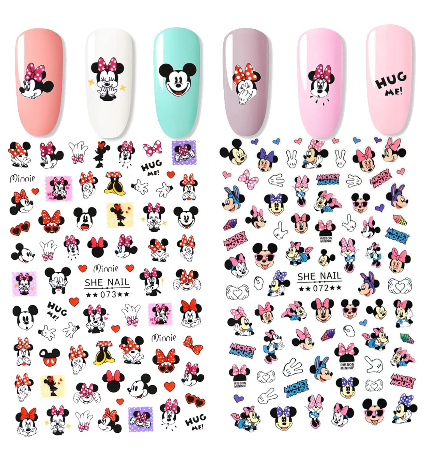2 Packs Cute Kawaii Cartoon Mouse Nail Stickers - Self-Adhesive Decals for Women, Girls & Kids (75+ Decals) | Nail Art Stickers - Buy Online on GoSupps.com