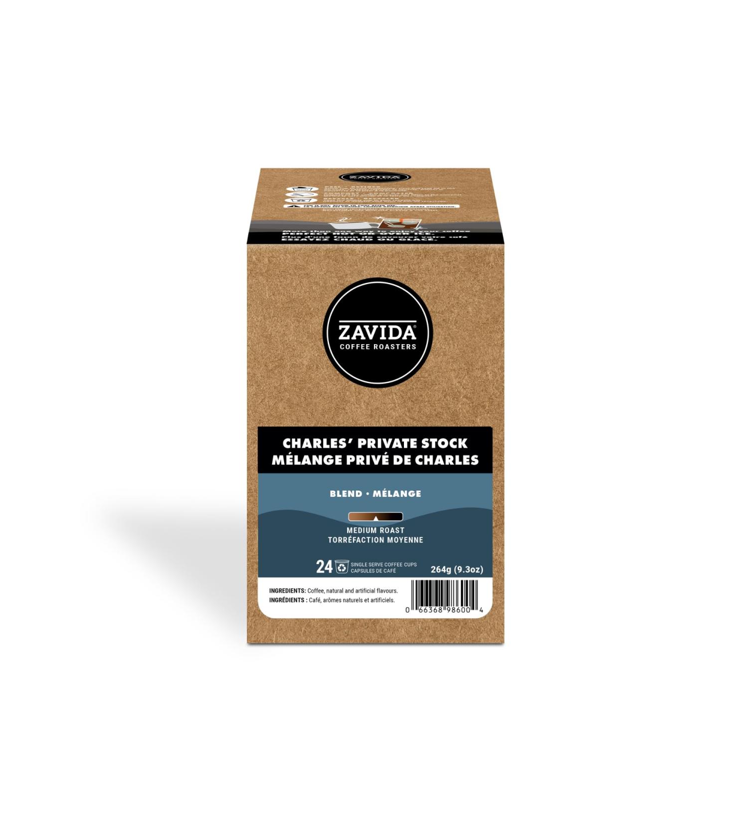 Zavida Charles Private Stock Single Serve Coffee Capsule Compatible with Keurig K-Cup Brewers 24-Count Charles Private Stock 24 count (Pack of 1)