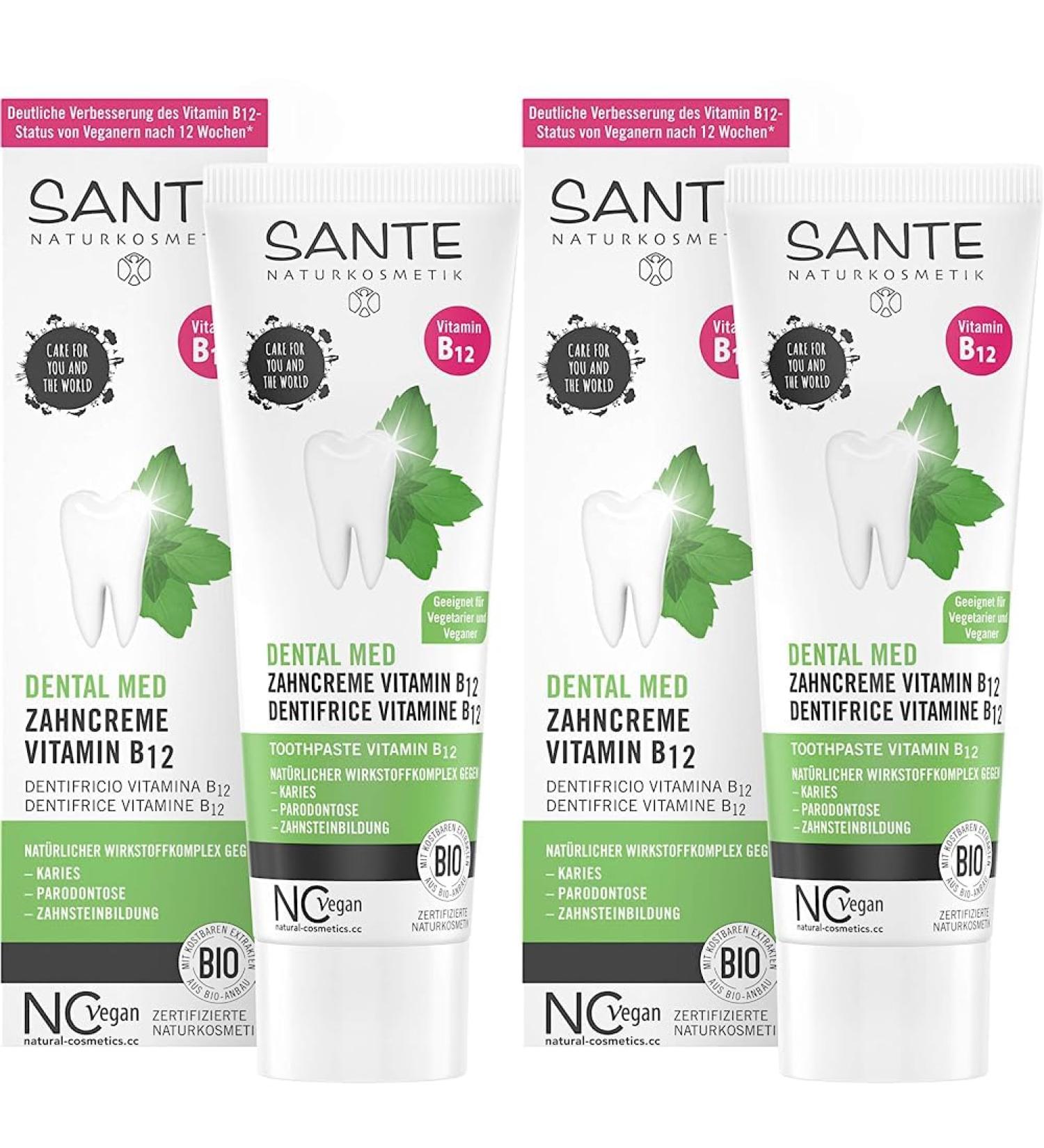 Sante Naturkosmetik Dental Med Toothpaste with Vitamin B12 - 75 ml (Pack of 2) | International Shipping Available - Buy Online on GoSupps.com